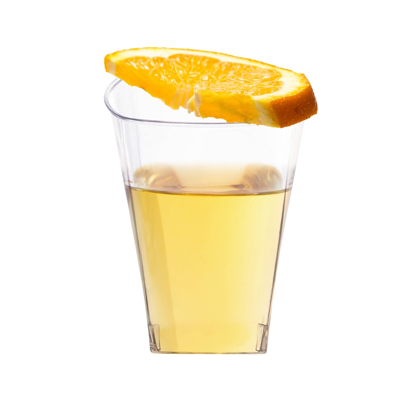 Clear square plastic cups, 8 oz size, sleek and stylish, perfect for upscale parties, cocktails, and special occasions