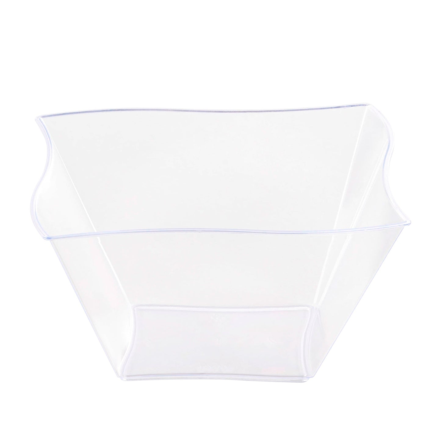 Clear wave plastic soup bowls, 14 oz capacity, durable and lightweight