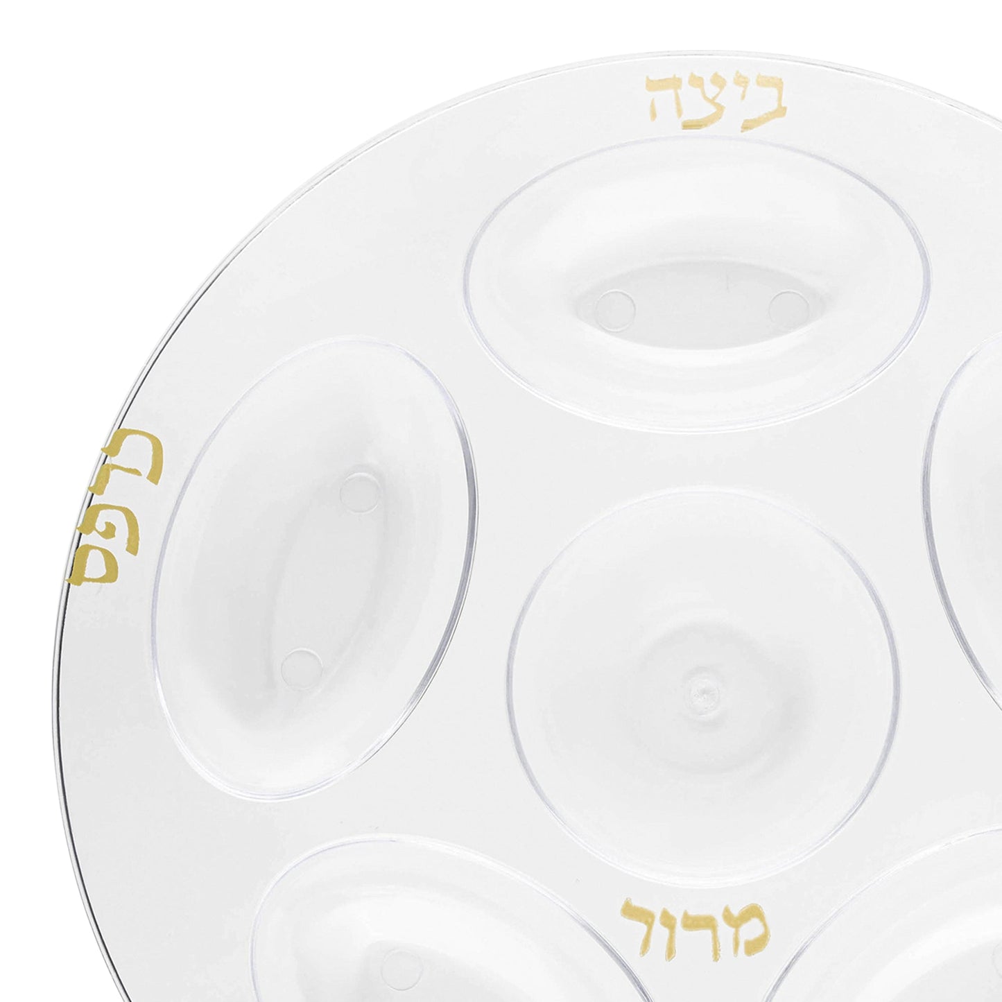 Clear with Gold Round Section Tray Disposable Plastic Seder Plates