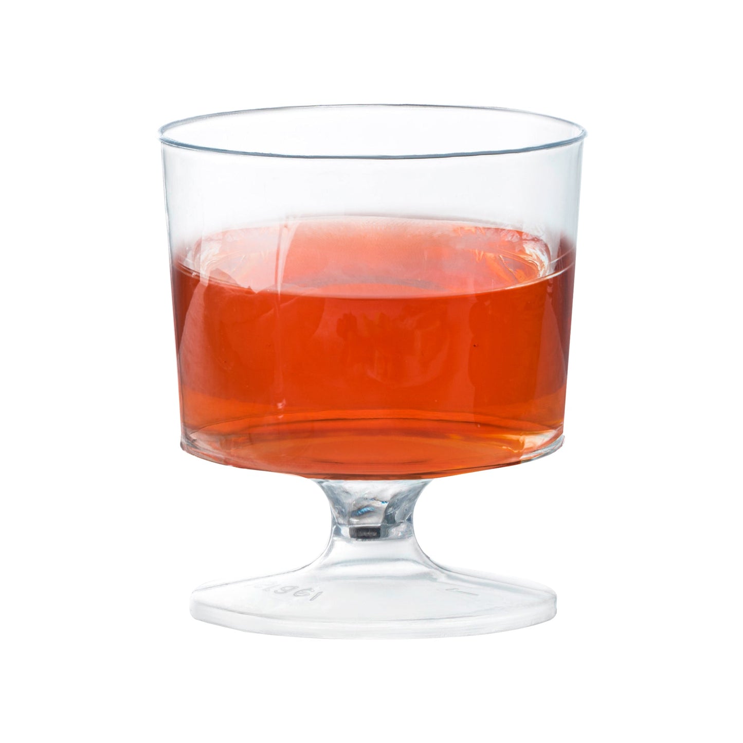 Compact and stylish clear plastic mini wine glasses, 2 oz, designed for serving elegant drinks at special occasions