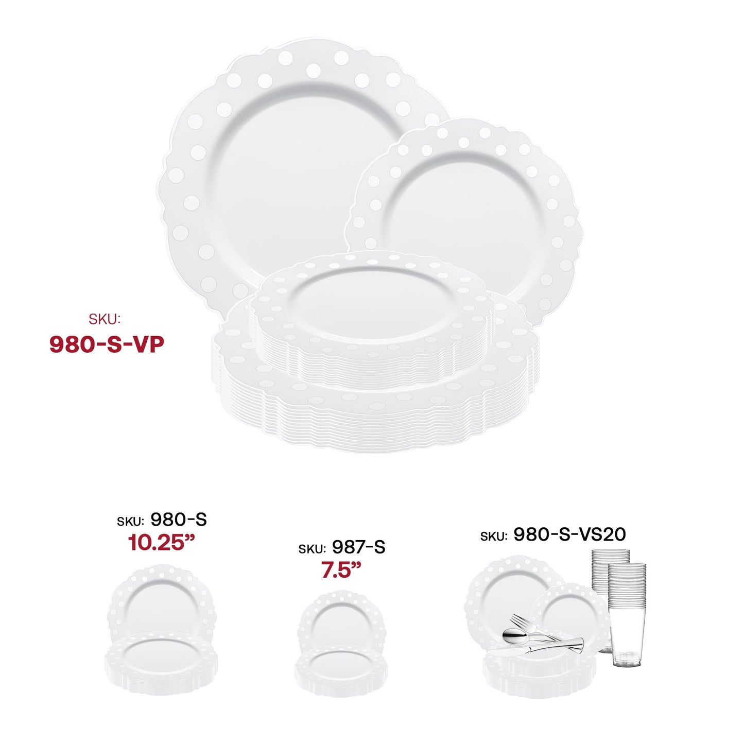 Complete Set with 120 Dinner Plates and 120 Salad Plates for Larger Events