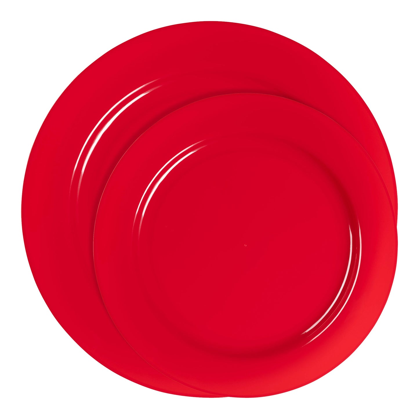 Complete disposable dinnerware set with red round plates, perfect for holiday meals and gatherings