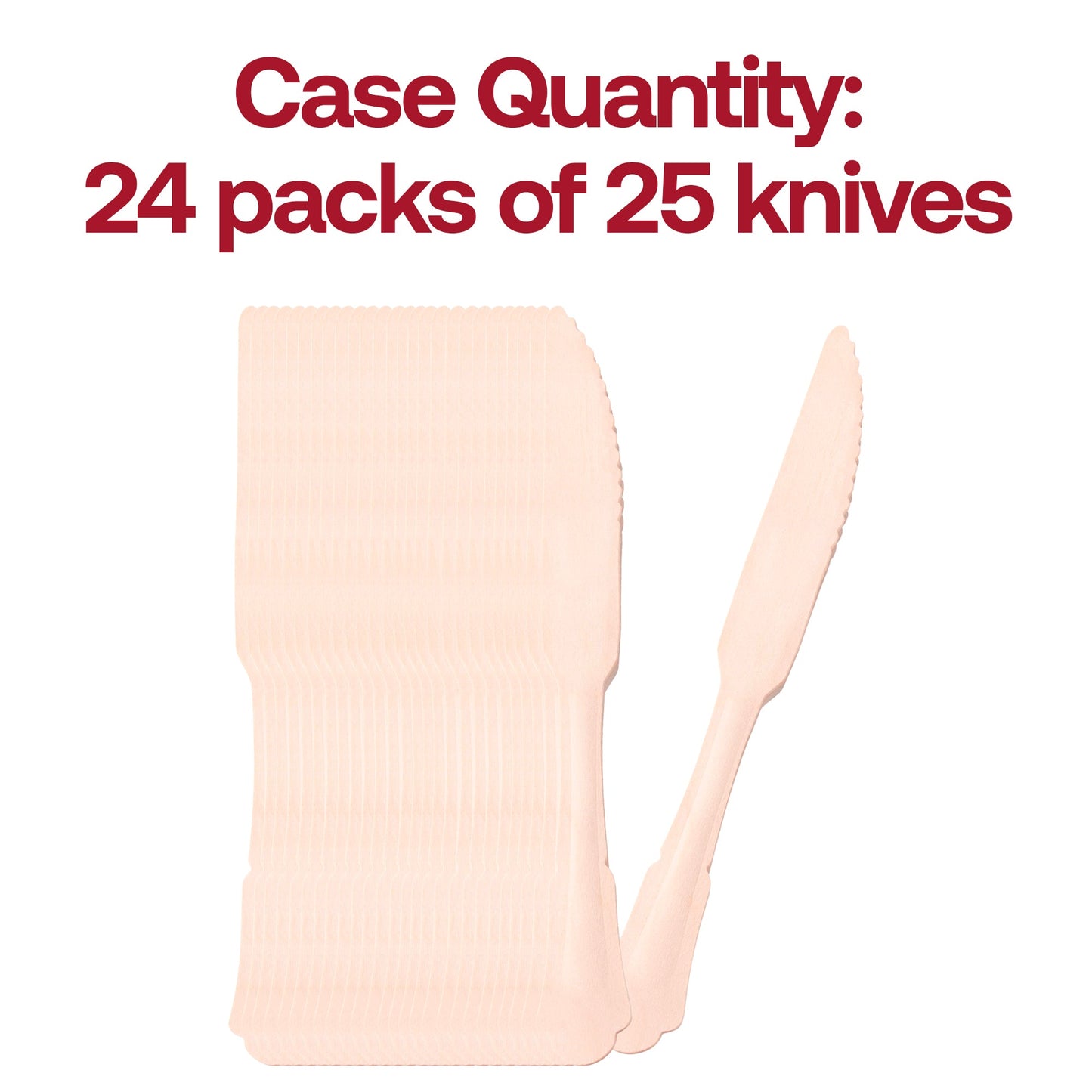 Compostable disposable birch dinner knives, 8 inches, 600 count – Strong and lightweight knives made for easy, waste-free disposal.