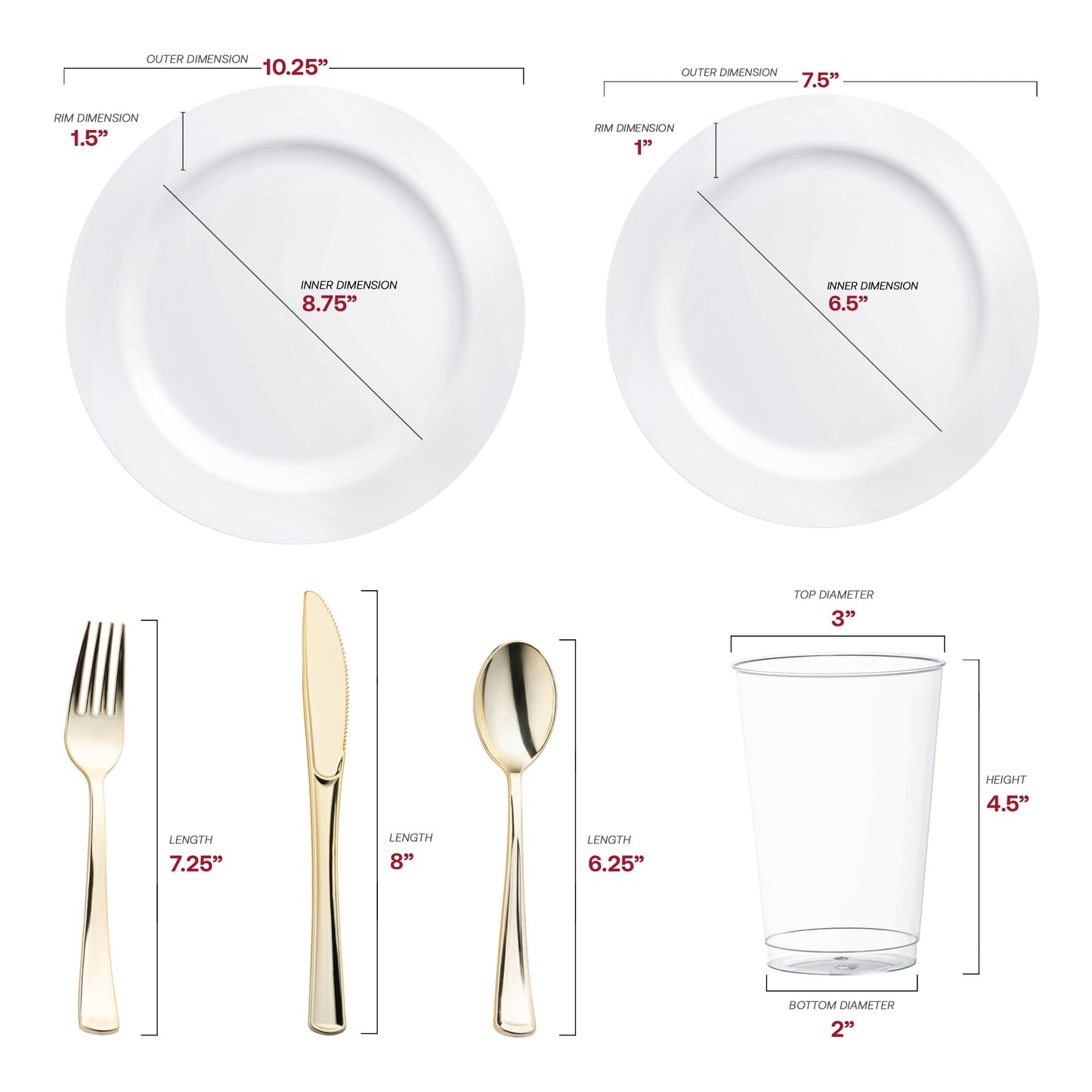 Constructed from BPA-free, recyclable plastic, this value set offers a safe, practical, and eco-conscious option for weddings and special events