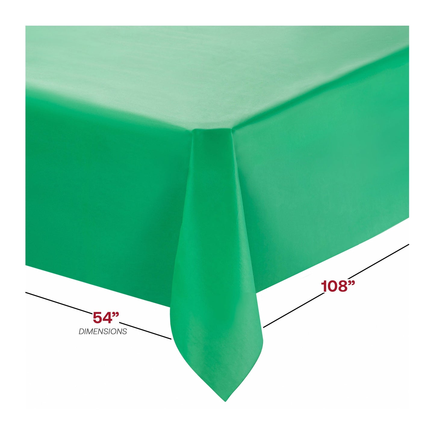 Convenient 54 x 108 hunter green disposable plastic tablecloths providing stylish coverage and quick disposal, sold in a pack of 96.