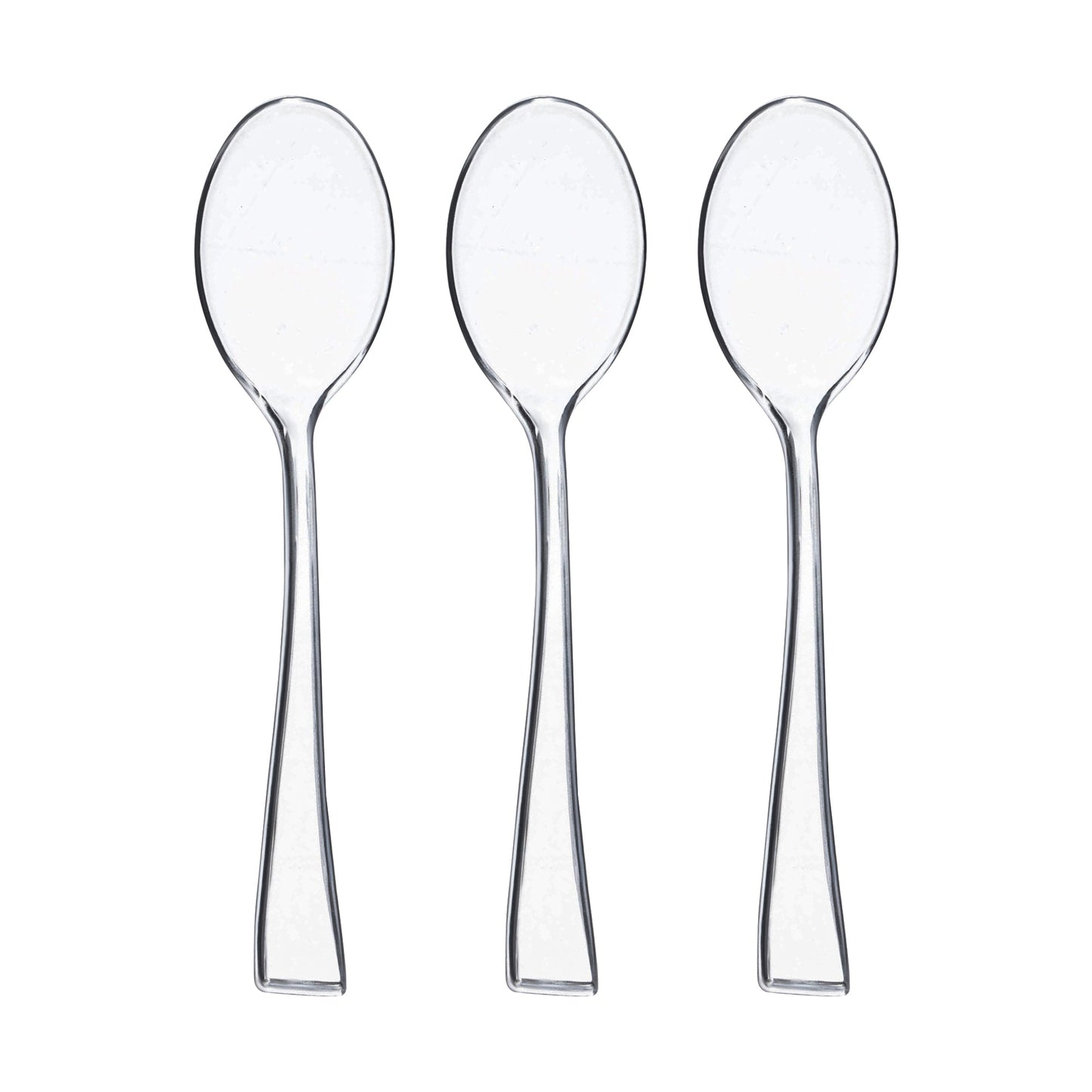 Convenient disposable clear mini plastic tasting spoons, great for single-use sampling at events and tastings