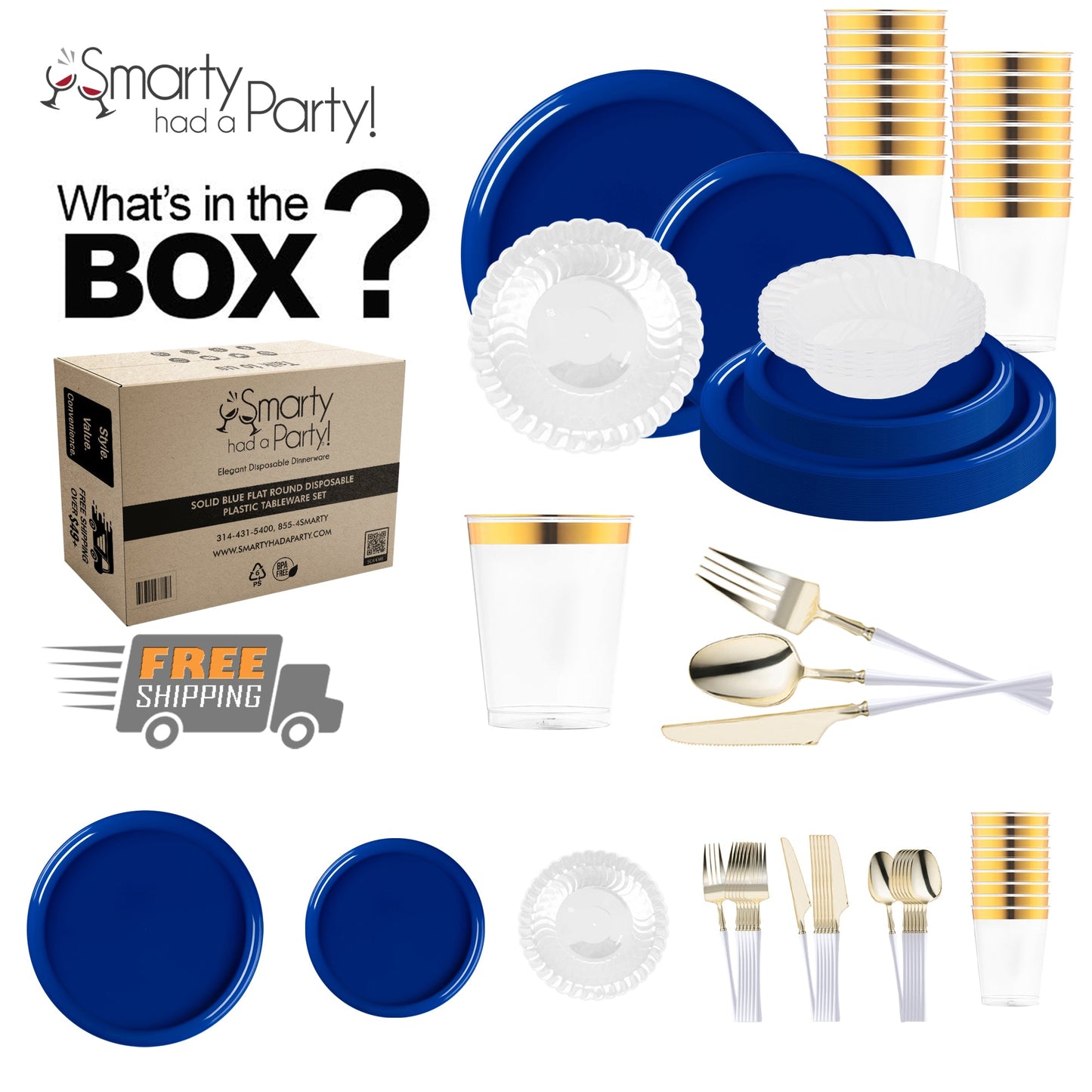 Crafted from BPA-free, recyclable plastic, the Solid Blue Tableware Set pairs safety and sustainability with modern flair
