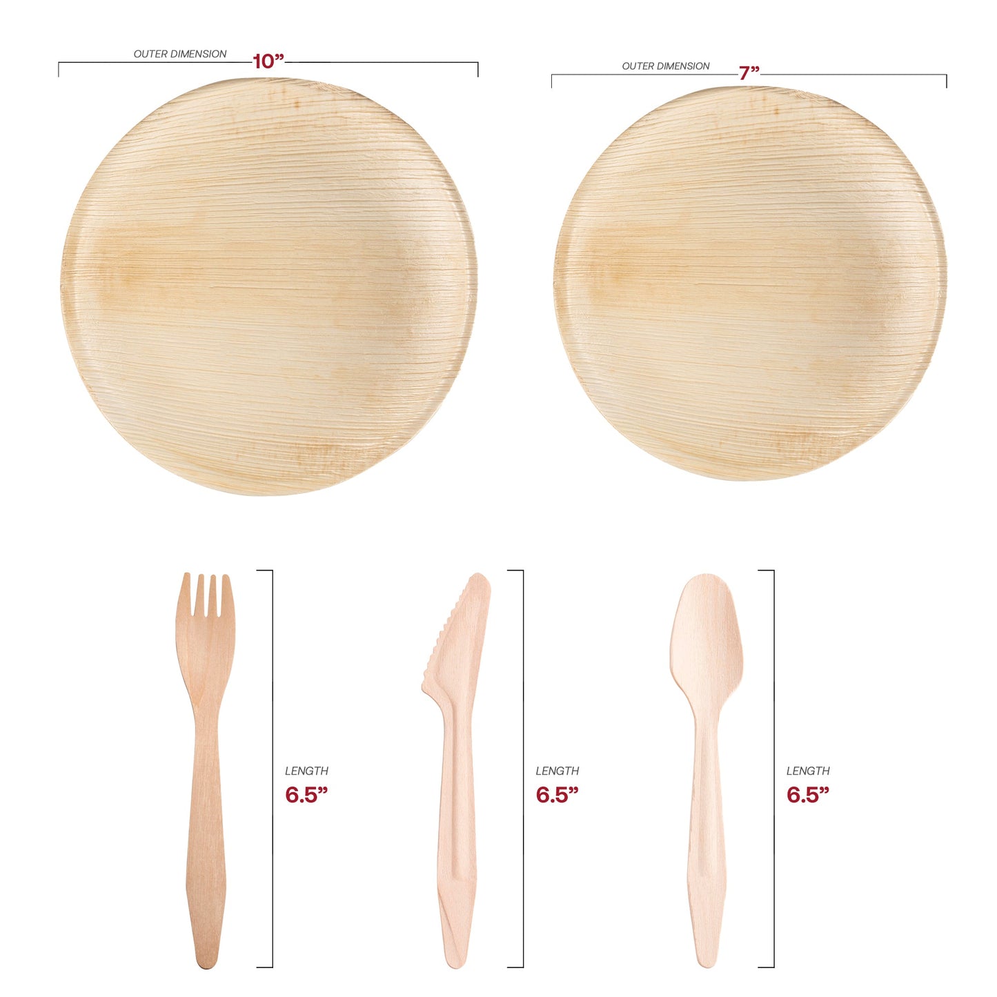 Crafted from biodegradable materials, the Round Palm Leaf Wedding Value Set offers an eco-conscious party solution