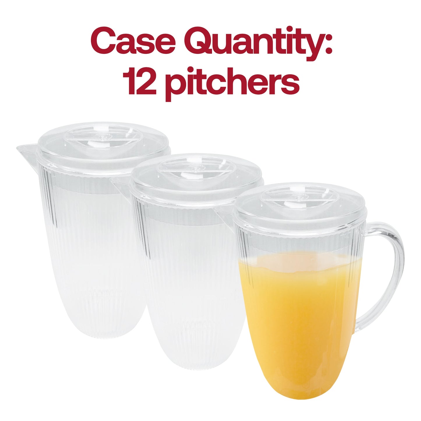 Crafted from recyclable, BPA-free plastic, these ribbed pitchers provide safe and eco-friendly beverage serving options