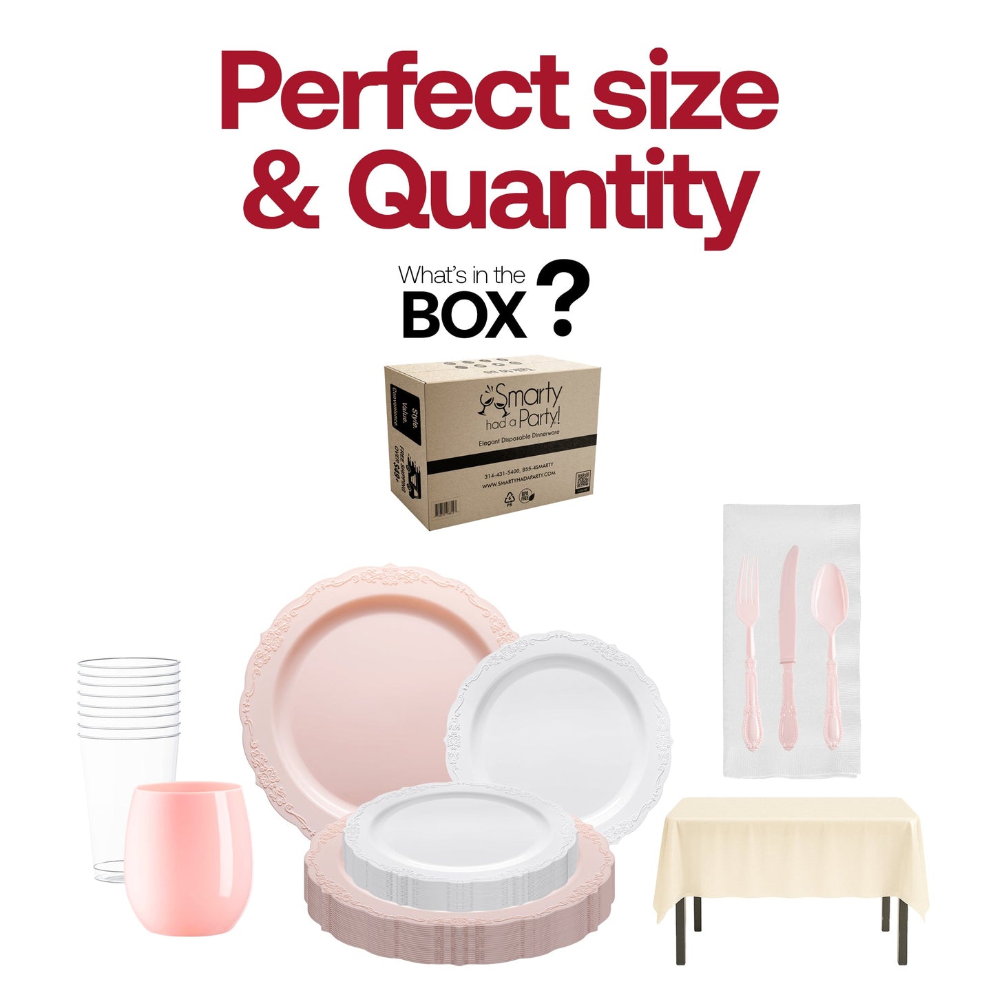 Cupid’s Favorite Dinnerware Set is BPA-free and recyclable, combining beauty with sustainability for any celebration