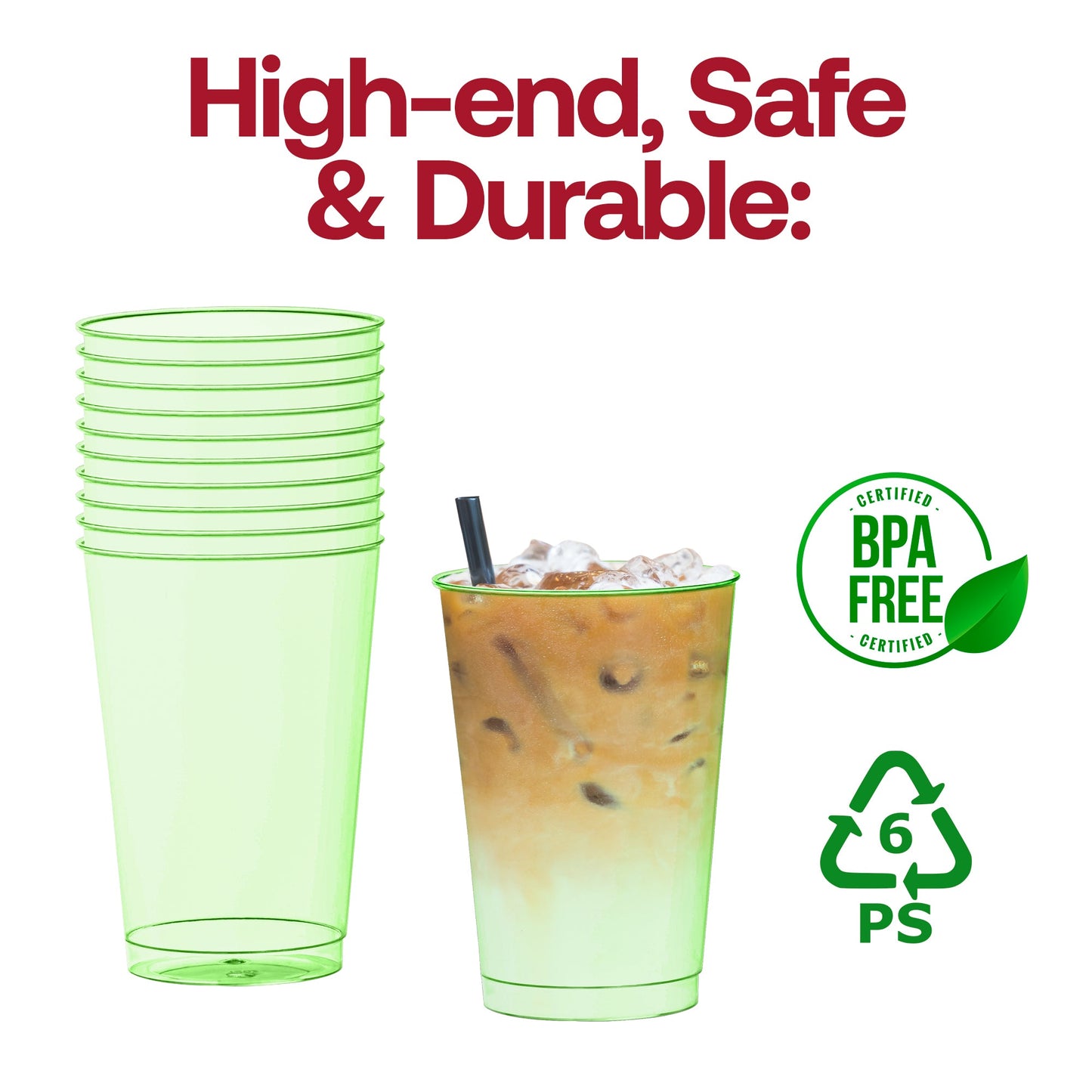 Designed for vibrant drink service, these clear green party cups bring color to every celebration