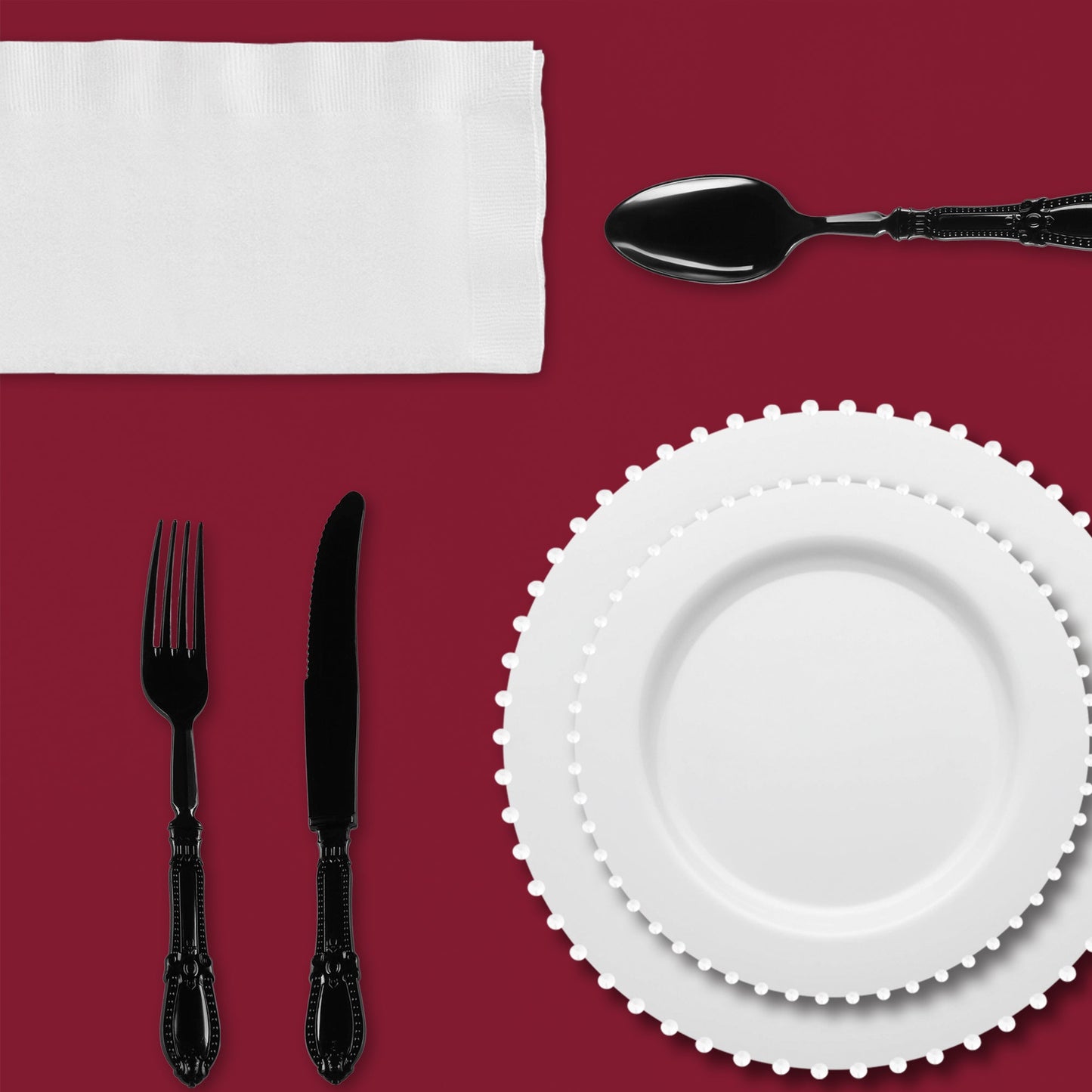 Dining tables look festive yet classy with this elegant sports fan dinnerware ensemble.