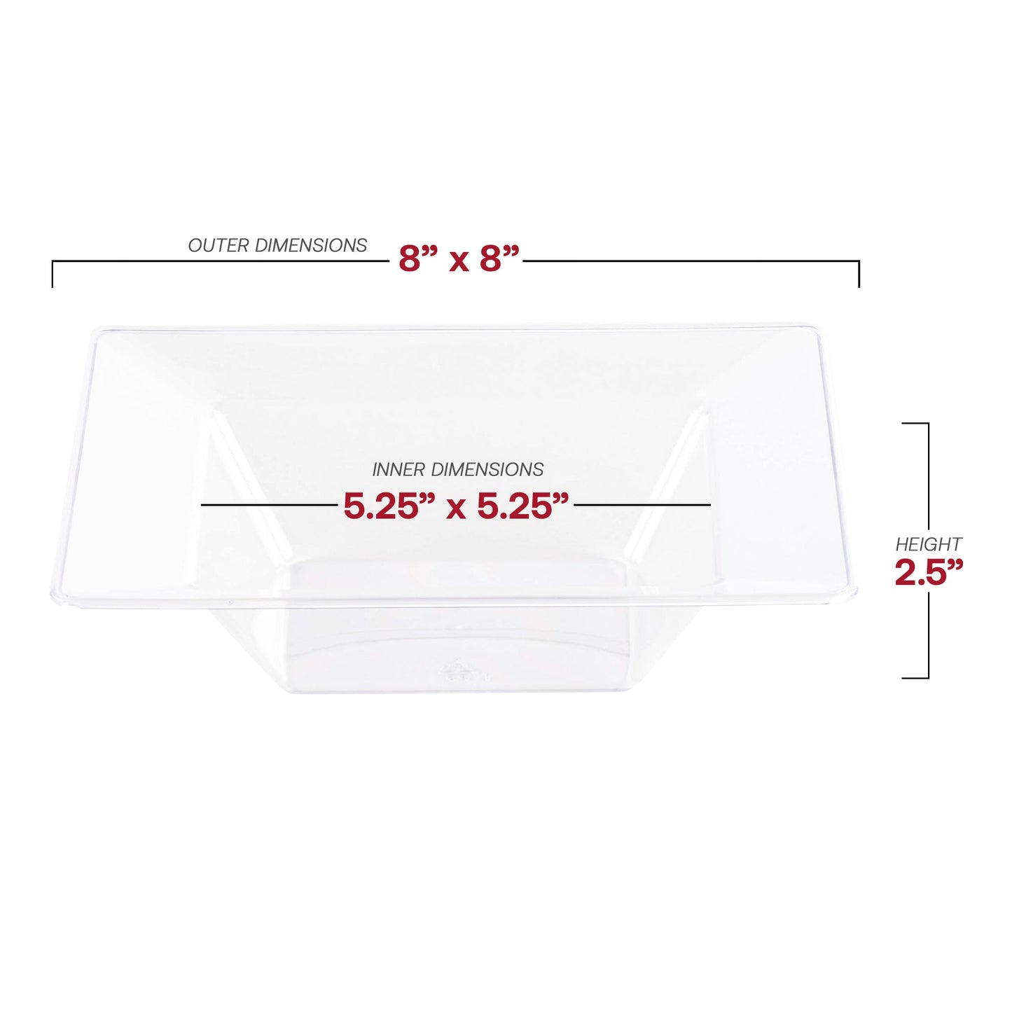 Disposable Clear Square Plastic Soup Bowls - 120 pack