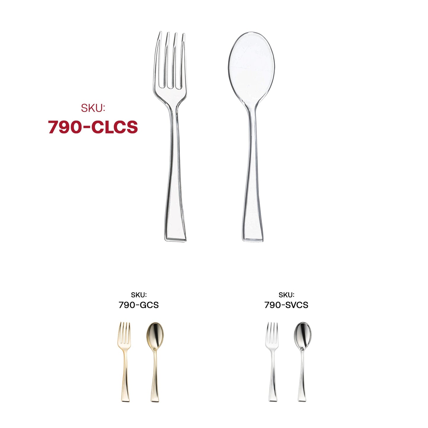 Disposable clear plastic mini flatware, lightweight yet sturdy, designed for easy cleanup at any occasion