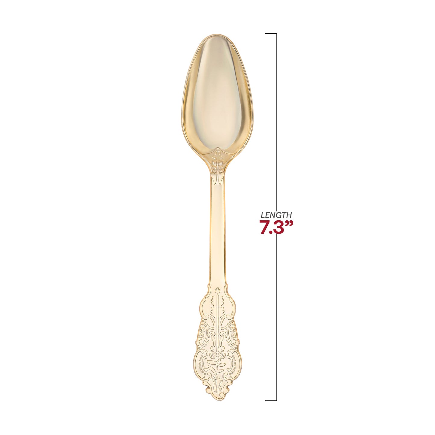 Disposable shiny metallic gold baroque plastic cutlery set, stylish yet convenient for catering and large events.