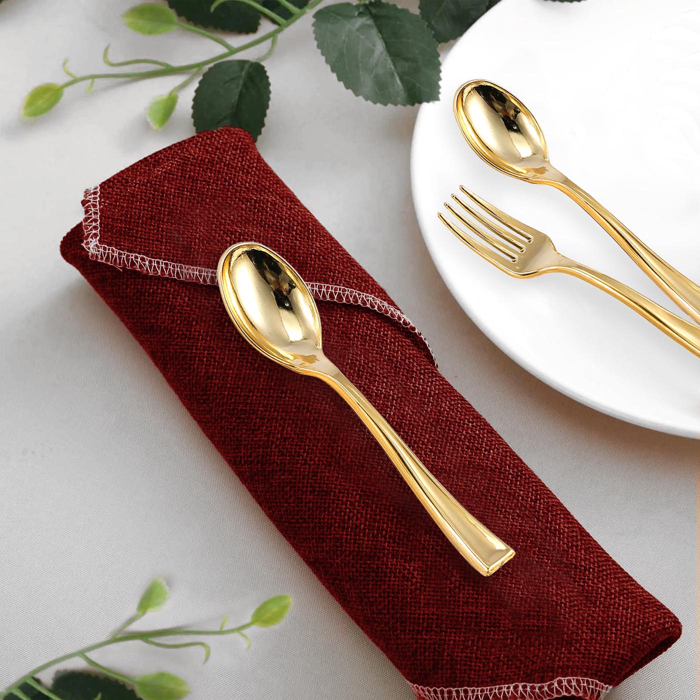 Disposable shiny metallic gold mini plastic tasting spoons, 4 inches, designed for easy cleanup after events, case of 600.