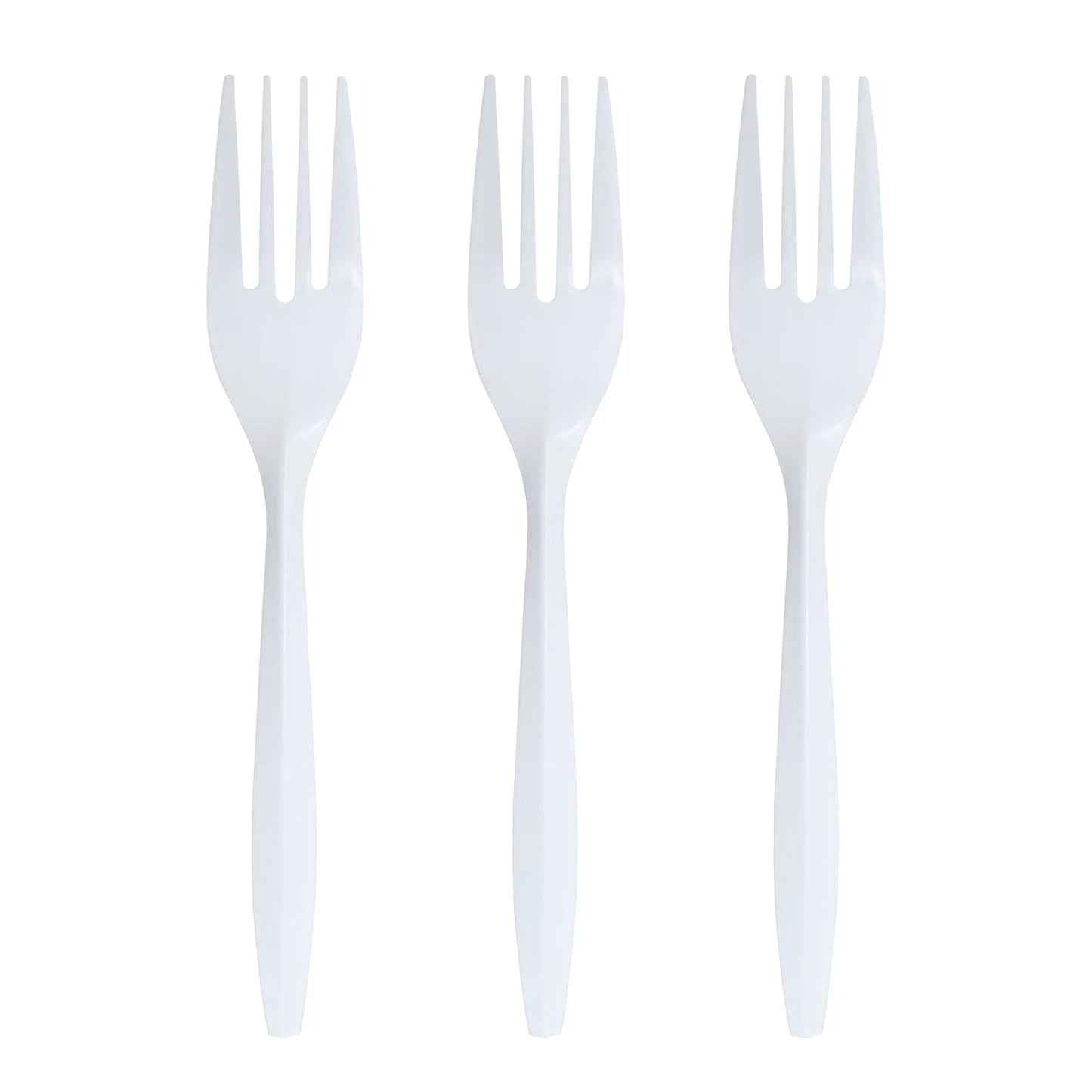 Durable and disposable, these white medium-weight forks are perfect for both casual meals and professional service