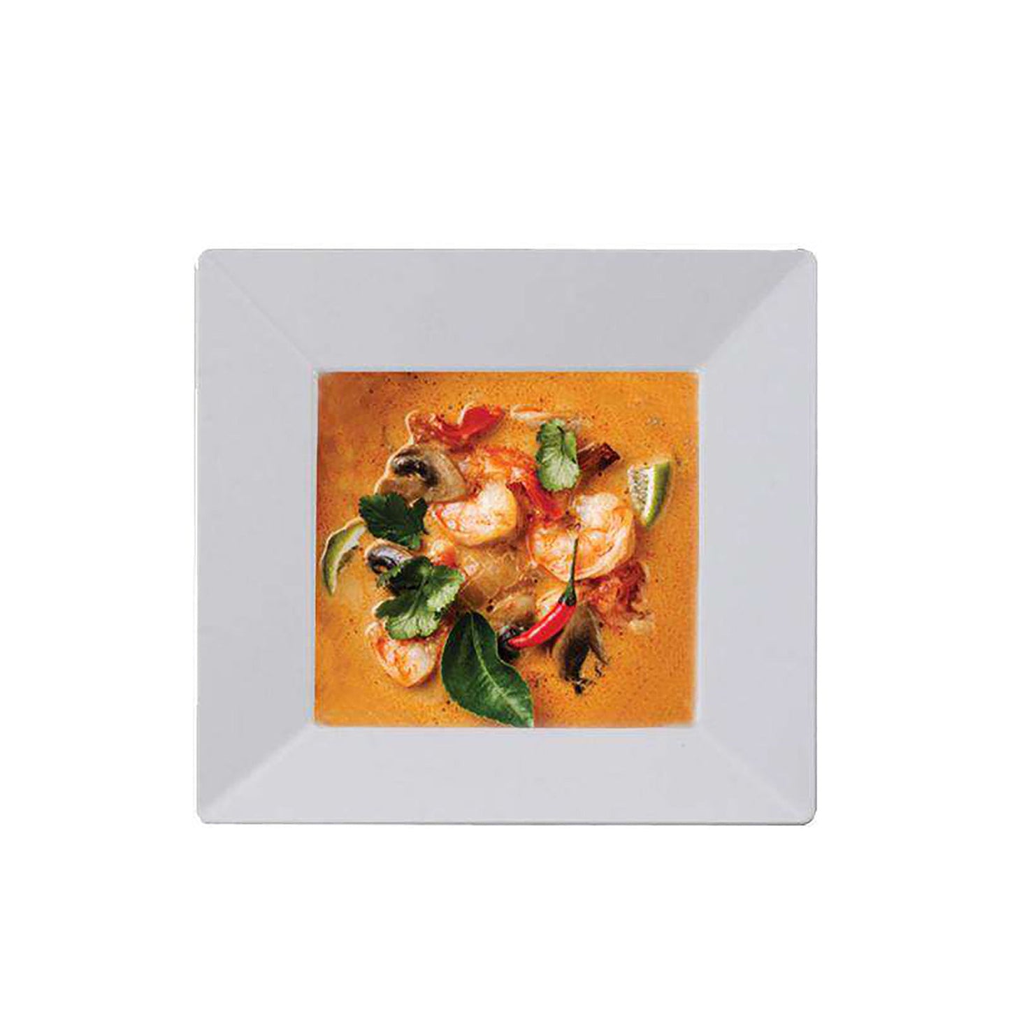 Durable white square plastic dessert bowls, 5 oz capacity, 4.75-inch dimensions, perfect for parties and events