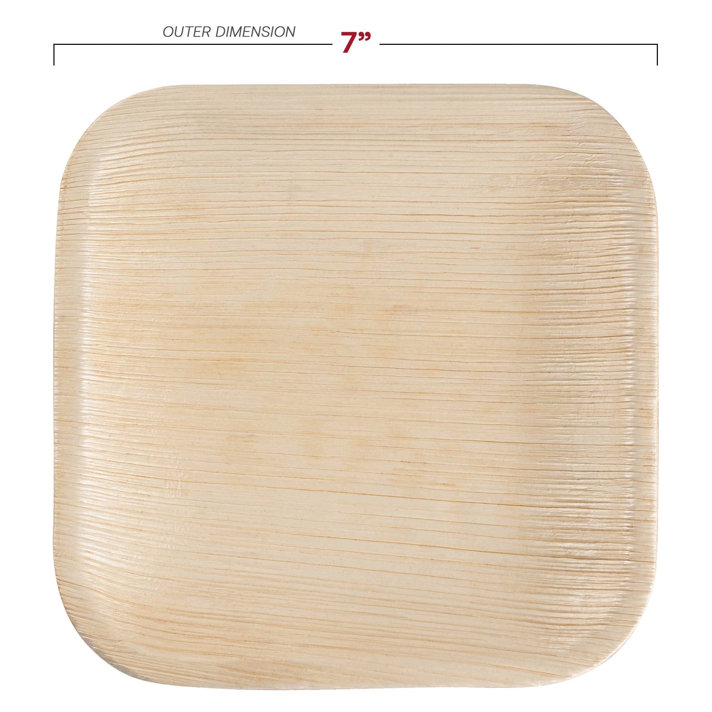 Eco-friendly 7-inch square palm leaf plates, biodegradable and disposable