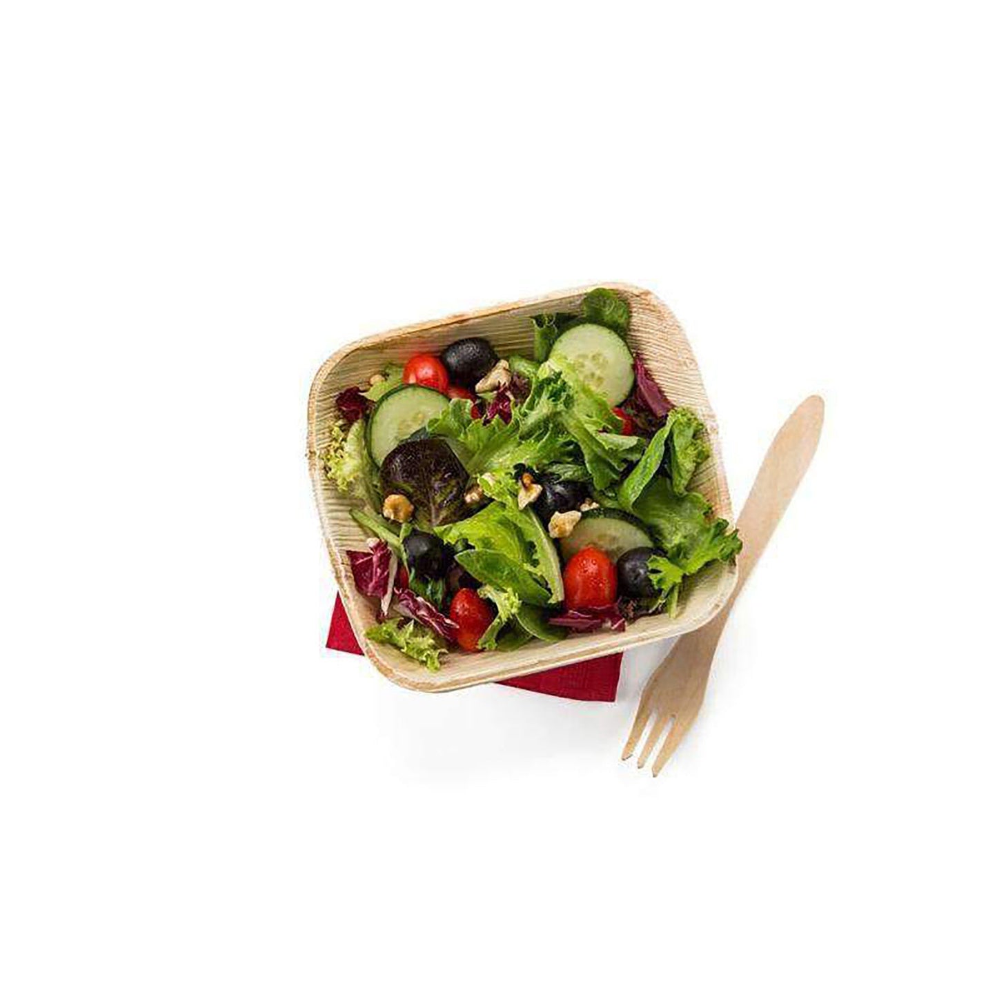 Eco-friendly square bowls on a wooden buffet table, showcasing natural aesthetics for sustainable entertaining