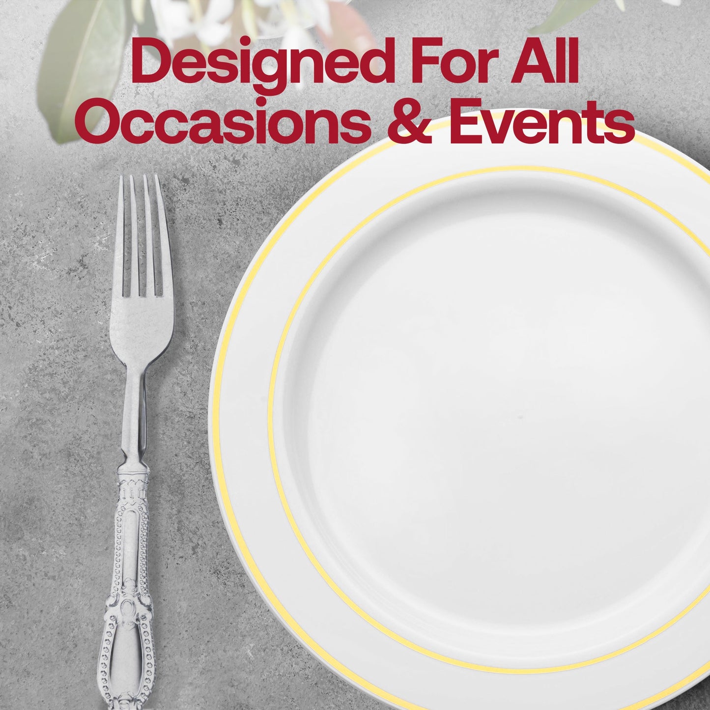 Elegant 8-inch Clear Baroque disposable plastic dinner forks, ideal for weddings, formal dining, and special occasions, 480-pack