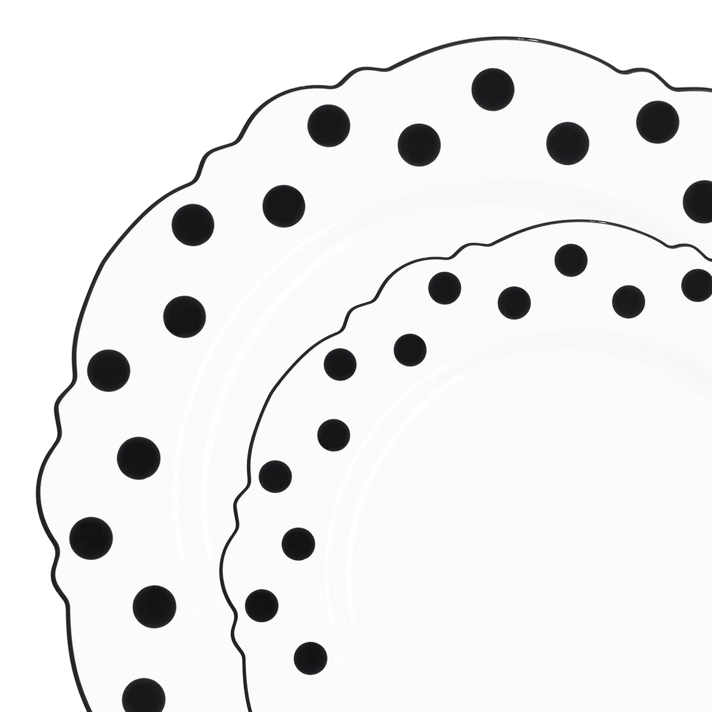 Elegant White Disposable Plates with Black Dots for a Modern and Bold Look
