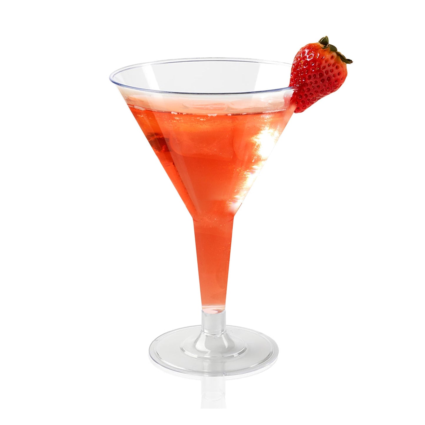 Elegant clear plastic martini glasses, 6 oz., featuring a sophisticated silhouette, perfect for weddings, galas, and fine dining events
