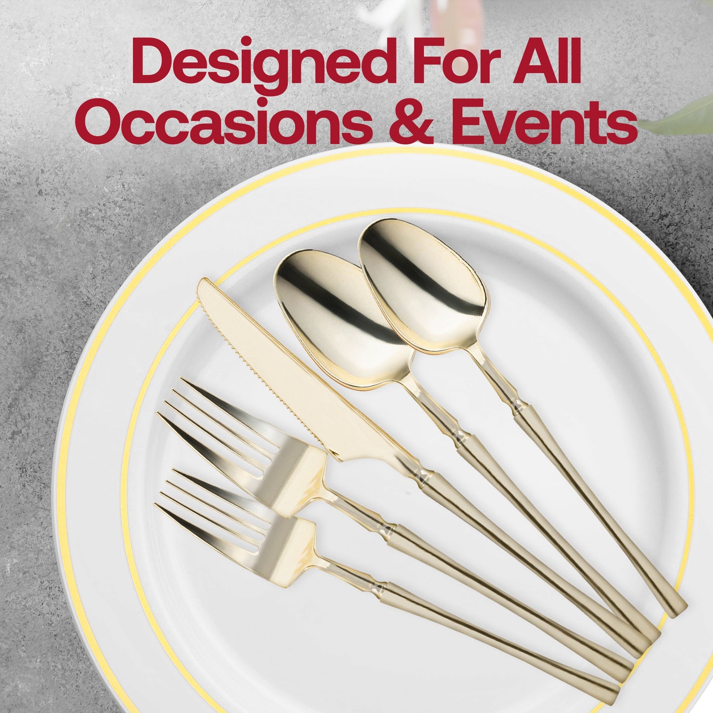 Elegant gold plastic dinner knives, 8.8 inches, with a modern design, adding sophistication to any table setting