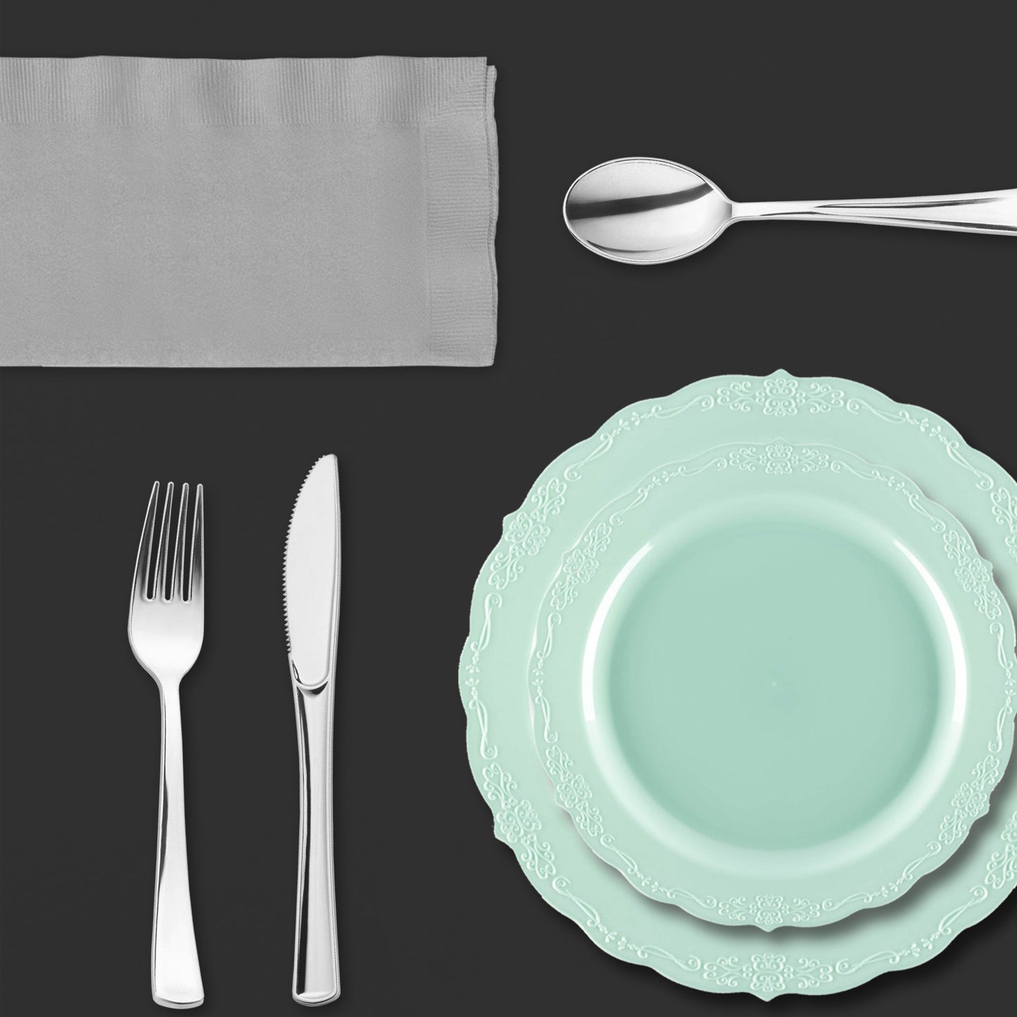 Elegant outdoor event featuring the Breakfast at Tiffany’s Party Set with pastel tones.