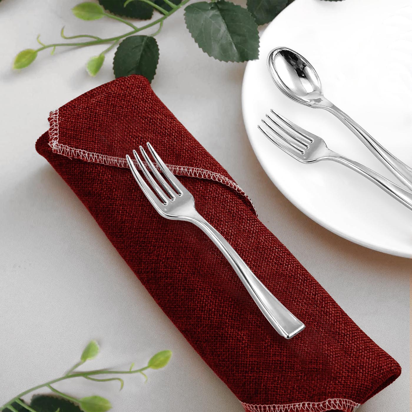 Elegant silver mini plastic tasting forks, 4 inches, ideal for weddings, cocktail parties, and gourmet tastings, pack of 960