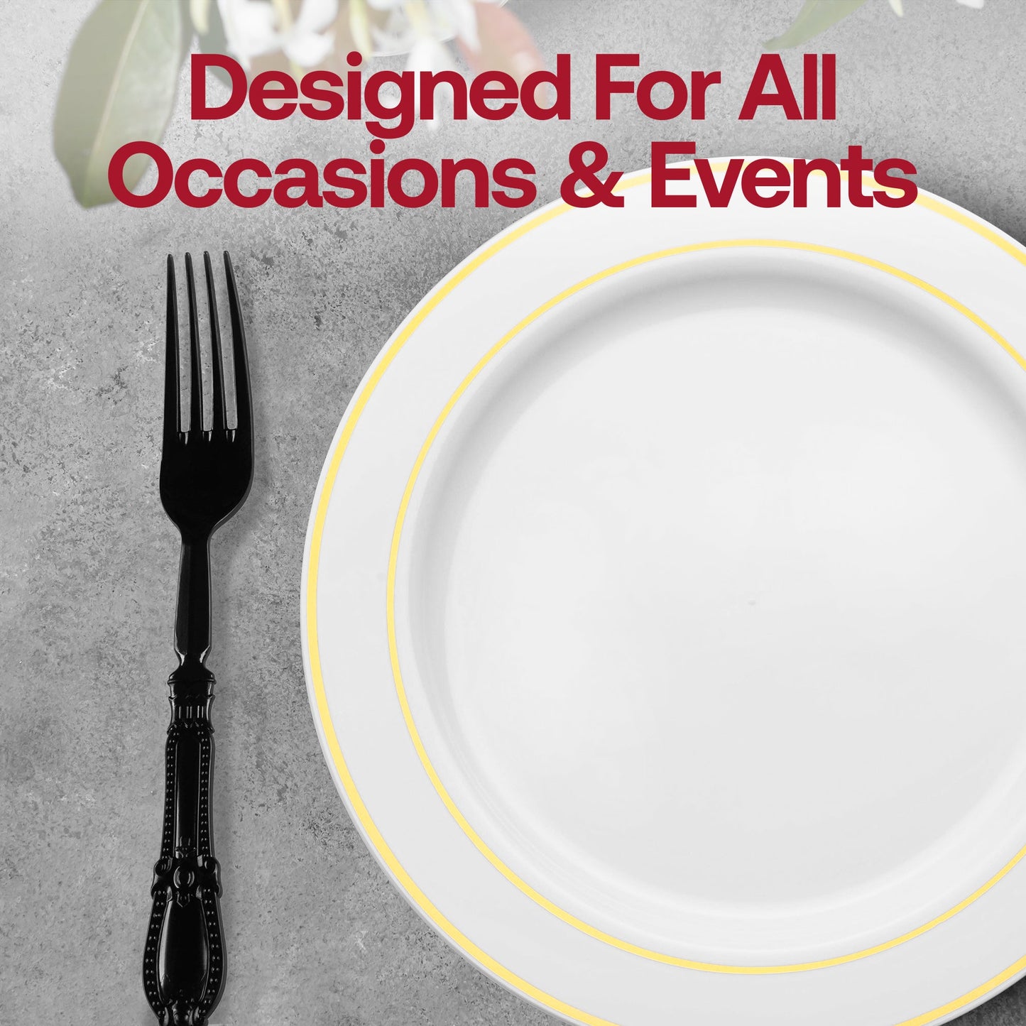 Fancy Black Baroque plastic dinner forks with an elegant, vintage-inspired design, 8 inches long, pack of 480