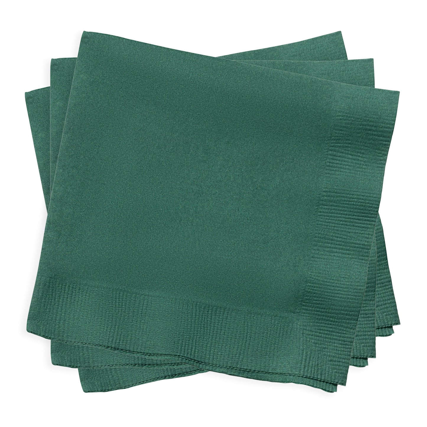 High-quality hunter green paper beverage napkins, 10" x 10", durable and absorbent, adding a touch of sophistication to any drink service.