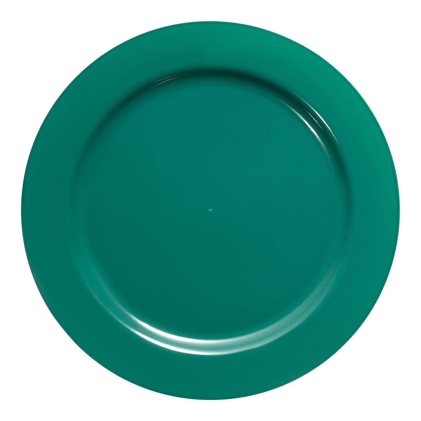 Holiday-themed solid green disposable plastic plates, 7.5-inch round size