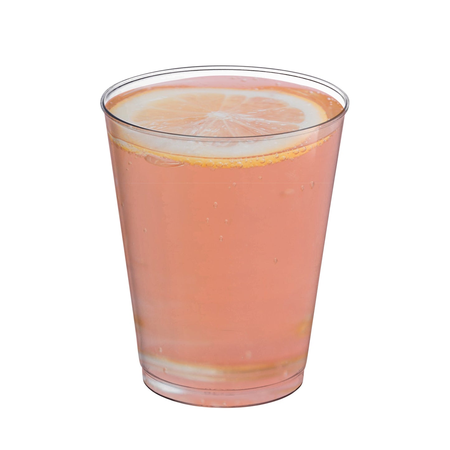 Lightweight and sturdy clear plastic disposable party cups, 8-ounce size, round shape