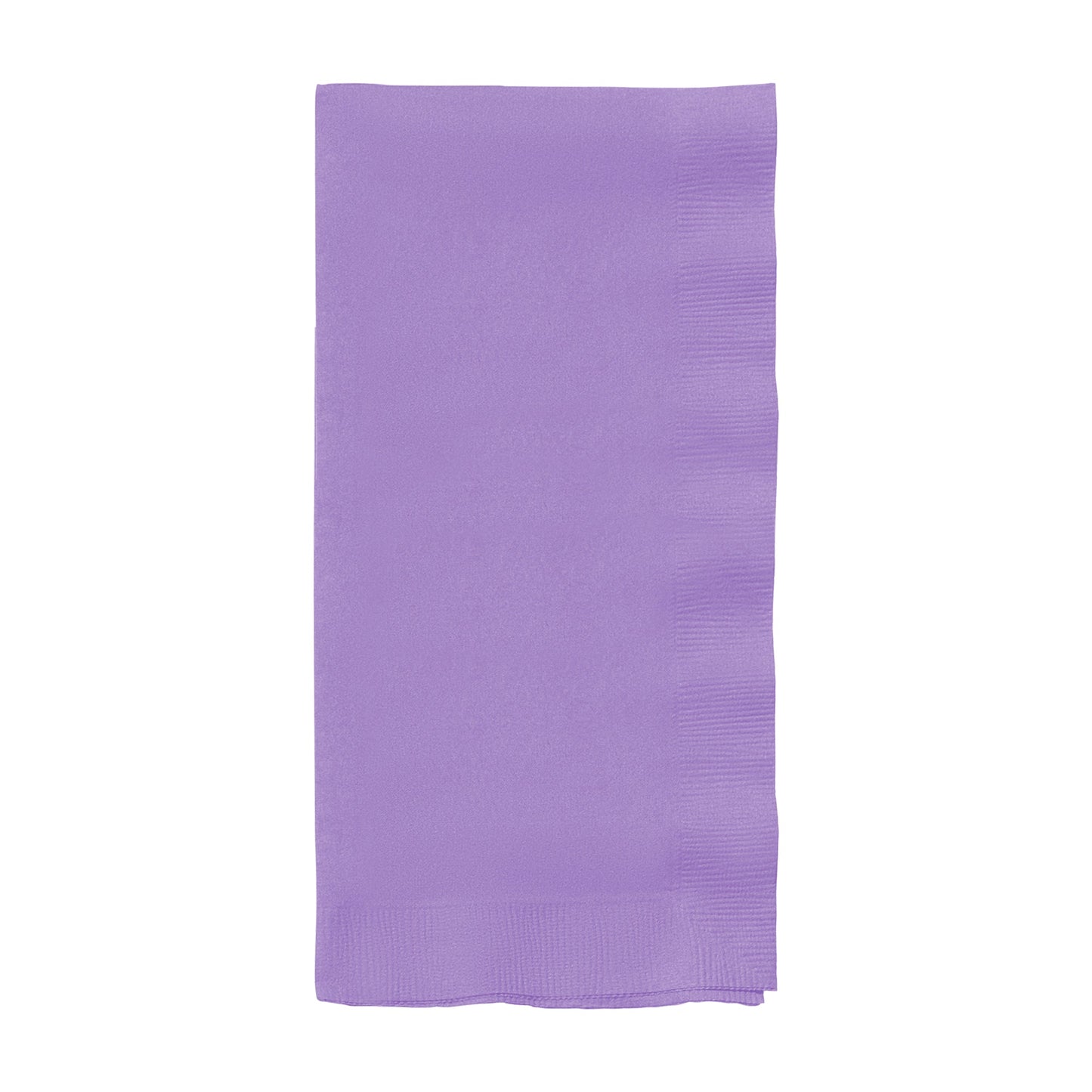 Luscious lavender paper dinner napkins, 16" x 16", soft, absorbent, and durable, adding a touch of elegance to any meal.