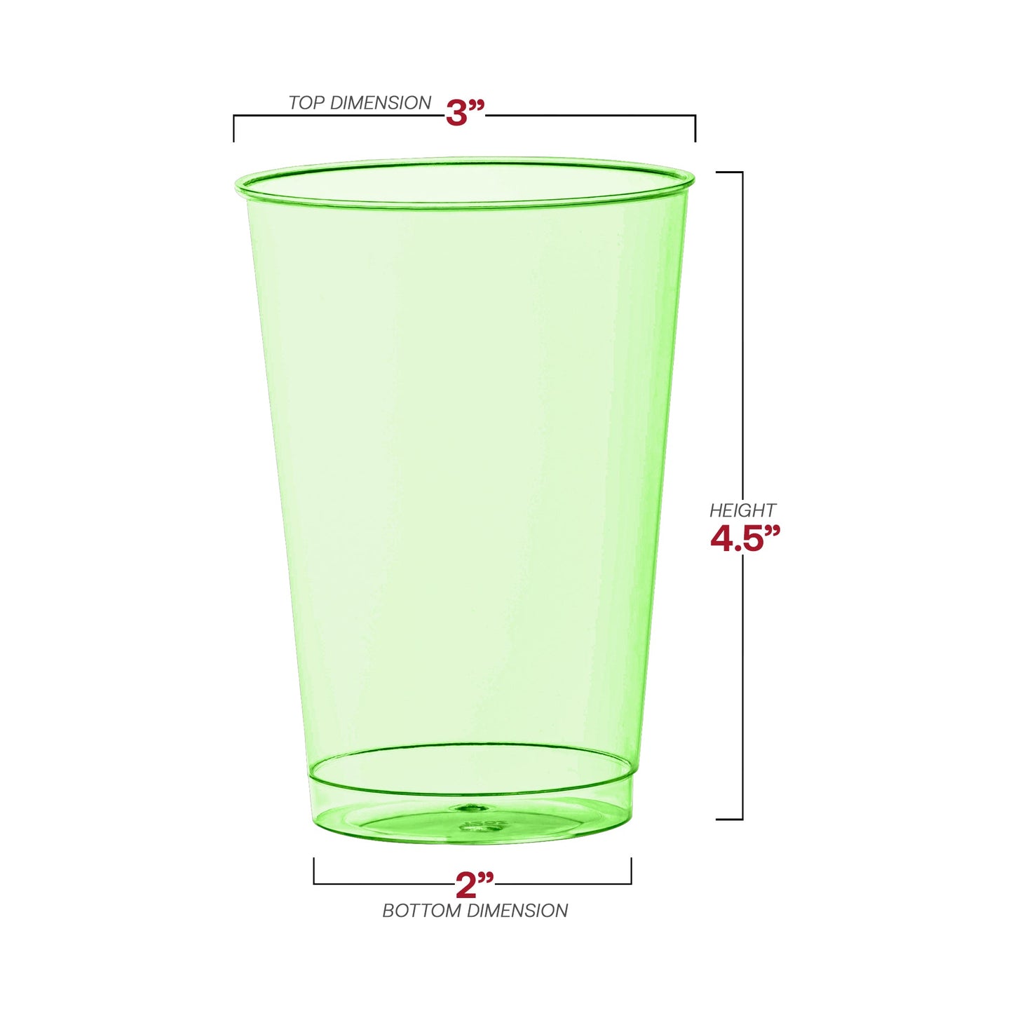 Made of BPA-free plastic, these 12 oz. green cups ensure safety without sacrificing style