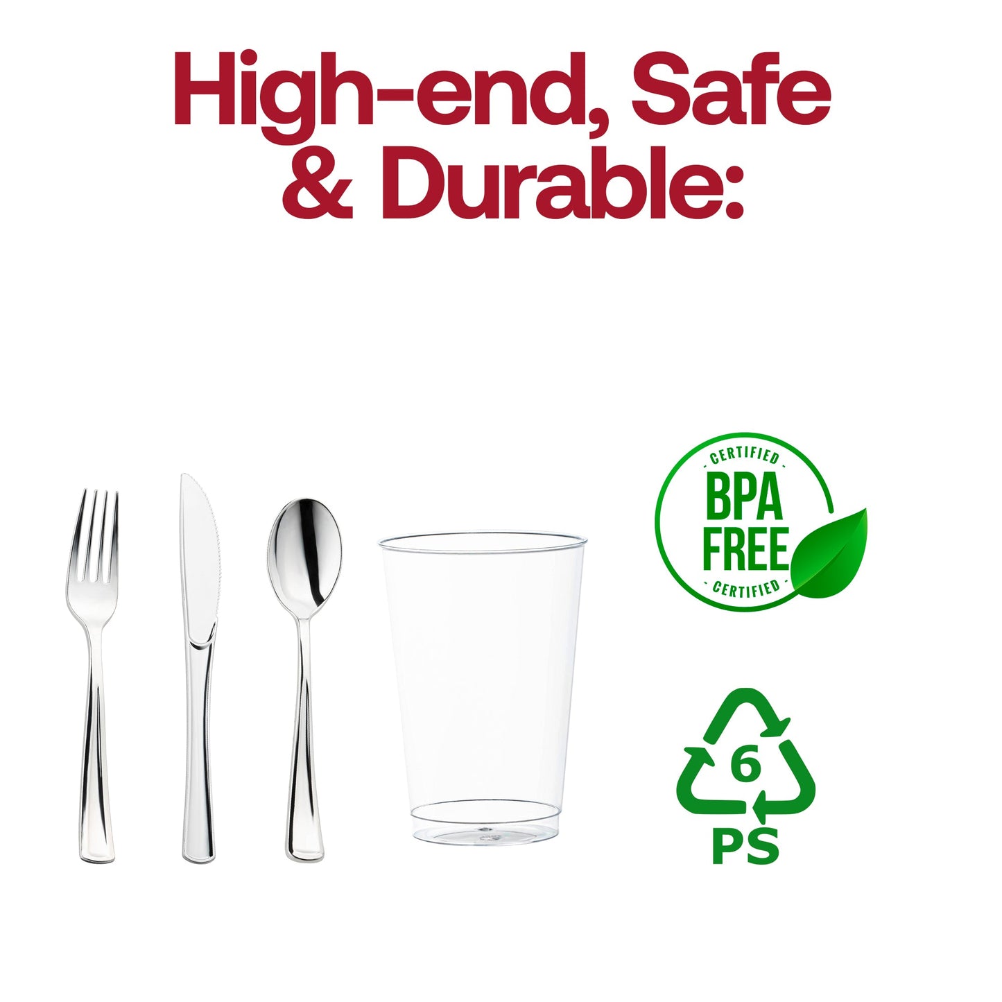 Make any event shine with the Silver Disposable Plastic Cutlery and Cup Set