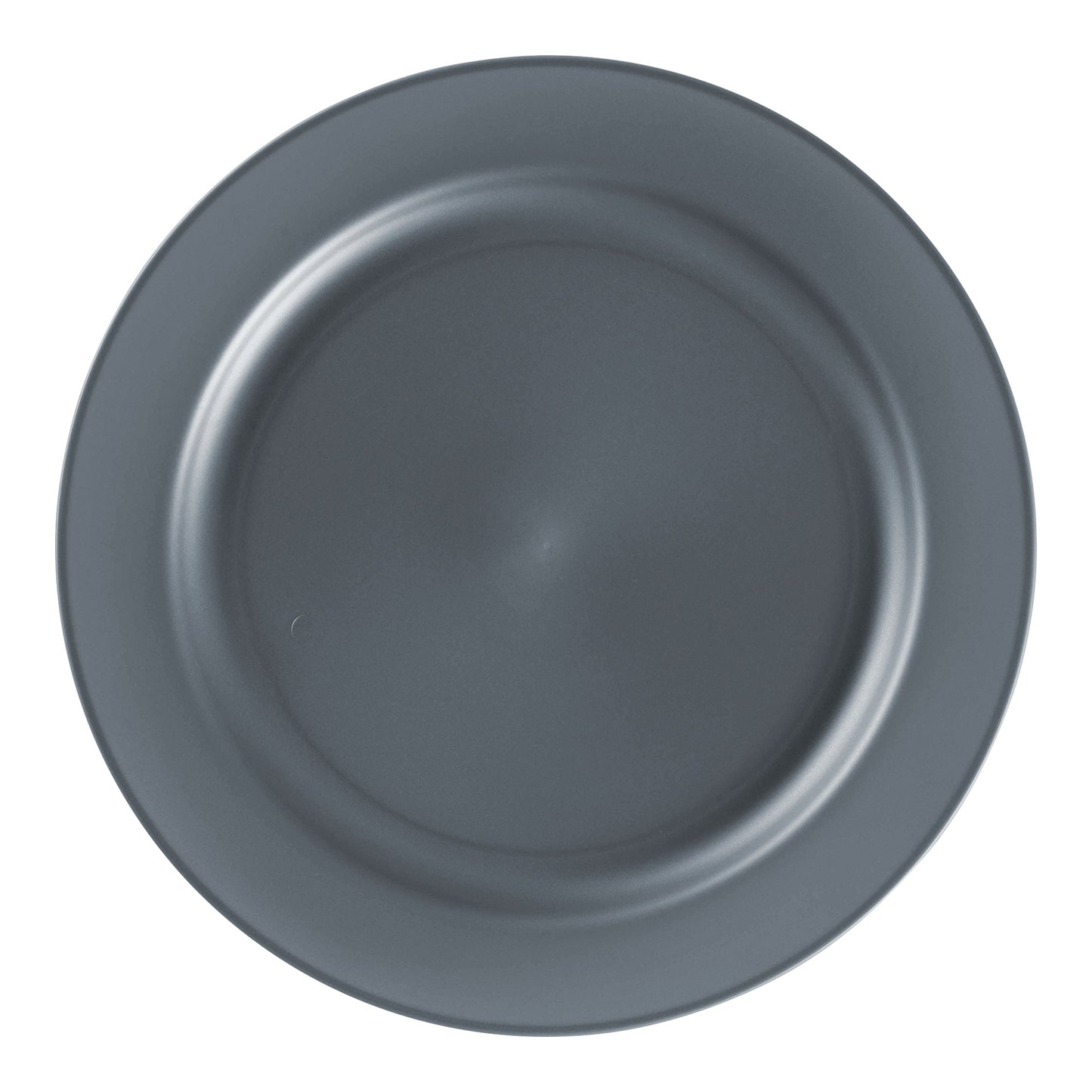 Matte charcoal gray round plastic appetizer plate, 7.5-inch diameter