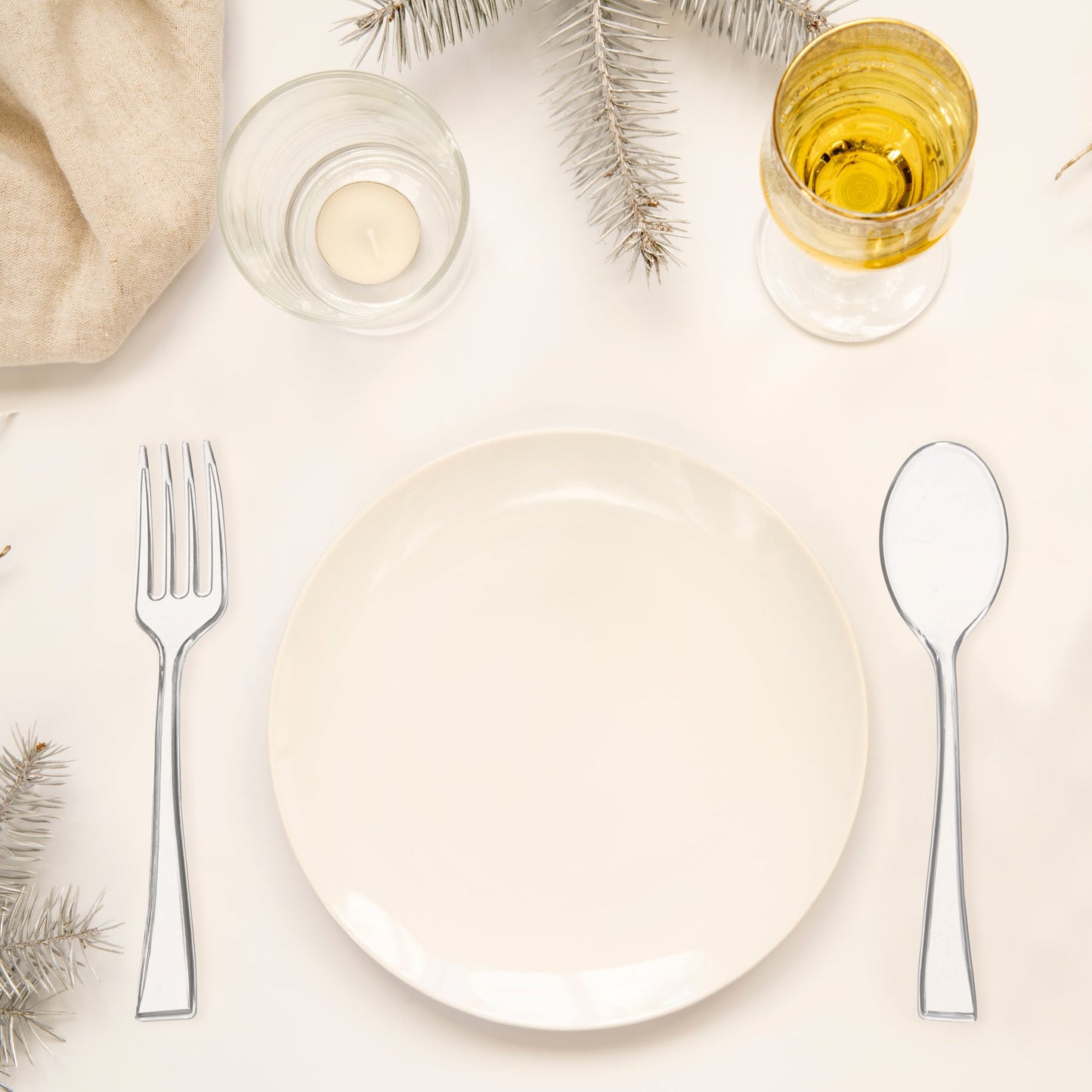 Modern and stylish clear disposable mini flatware, designed to complement any table setting at special events