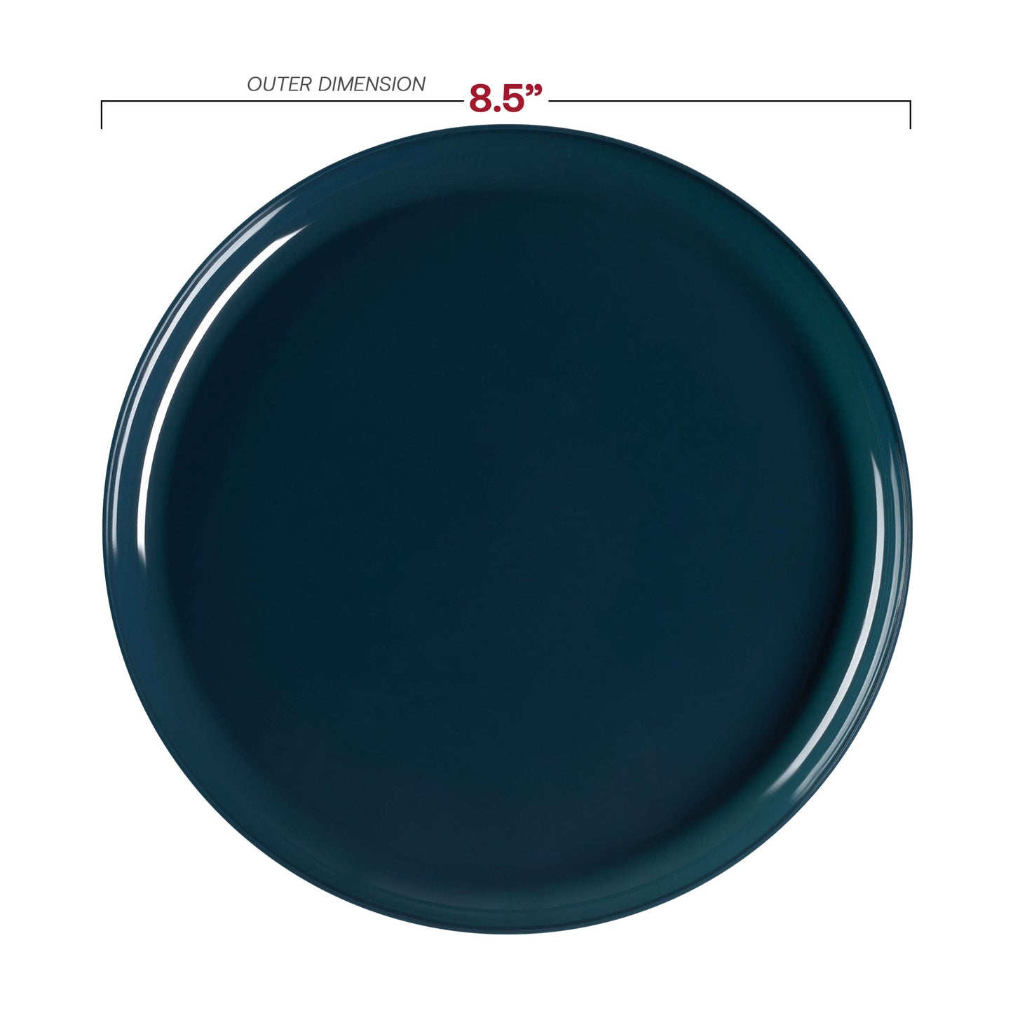 Navy salad plate with a 9.5-inch diameter, ideal for appetizers, sides, or desserts
