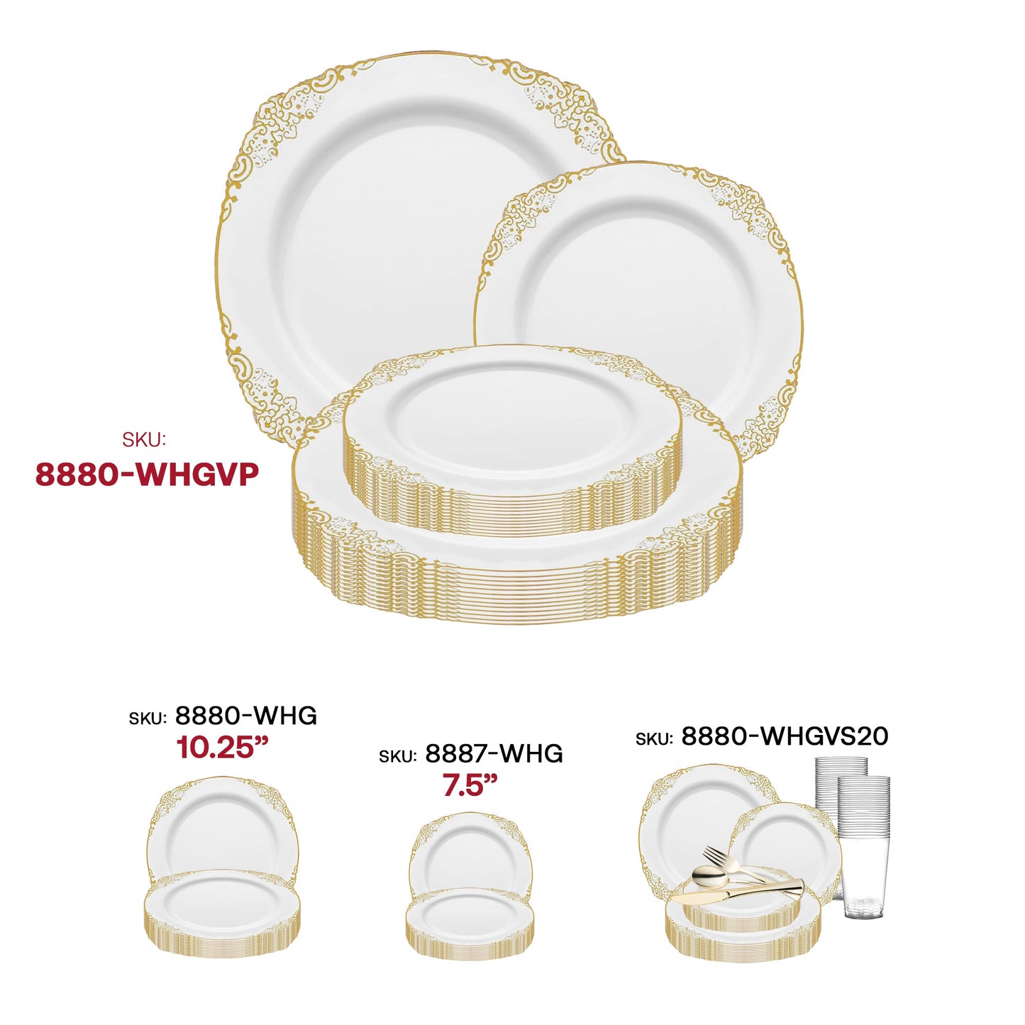 Opulent dinner setup featuring the White with Gold Fancy Round Dinnerware Set for exclusive social affairs