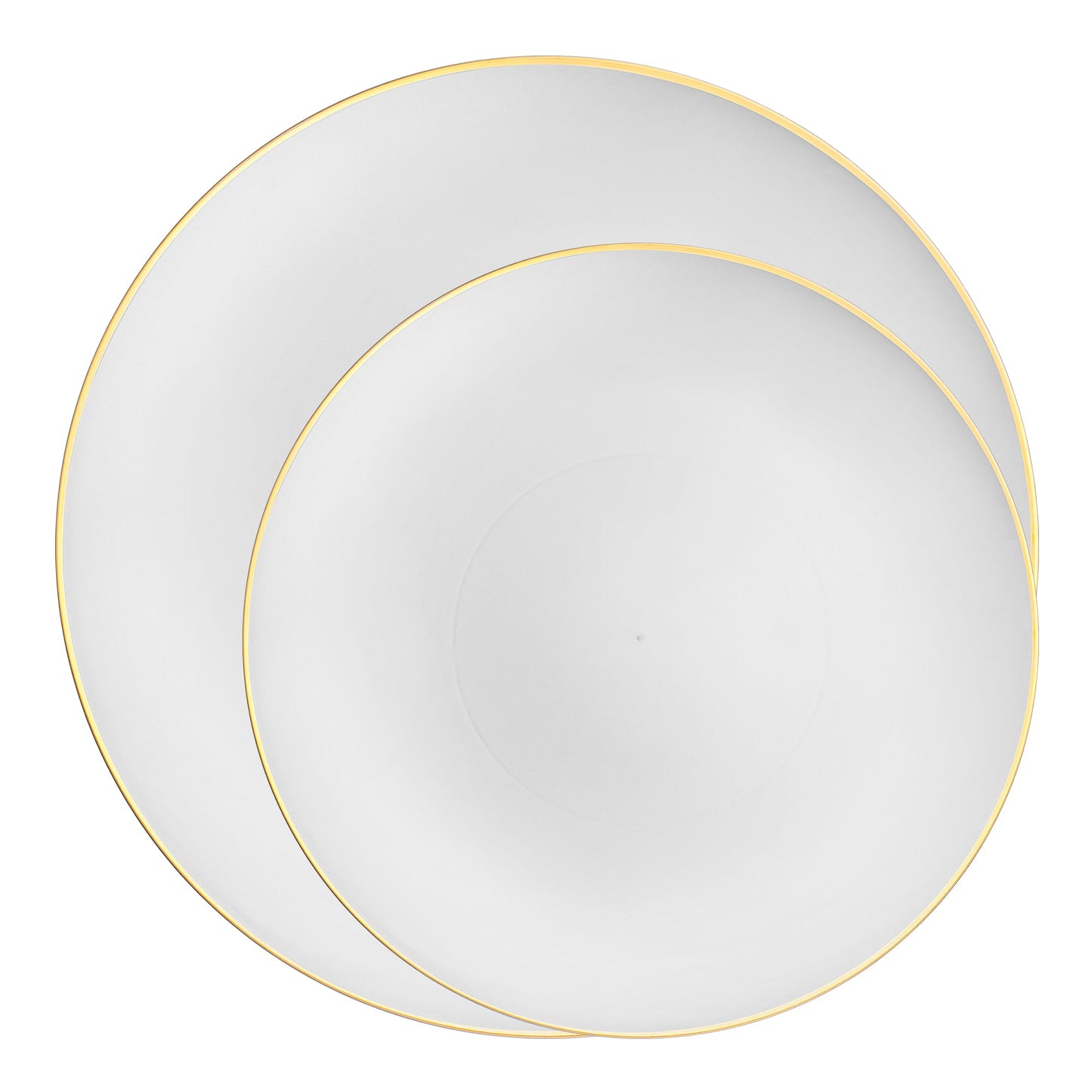 Organic Round Plastic Dinnerware Set with a Stylish Gold Accent