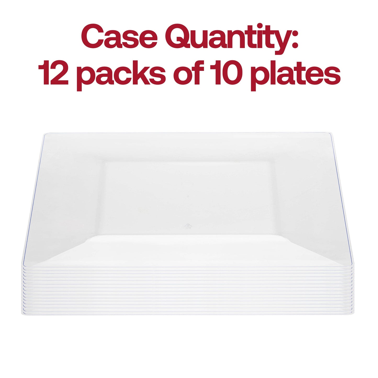 Pack of 120 clear square plastic plates, perfect for appetizers or salads