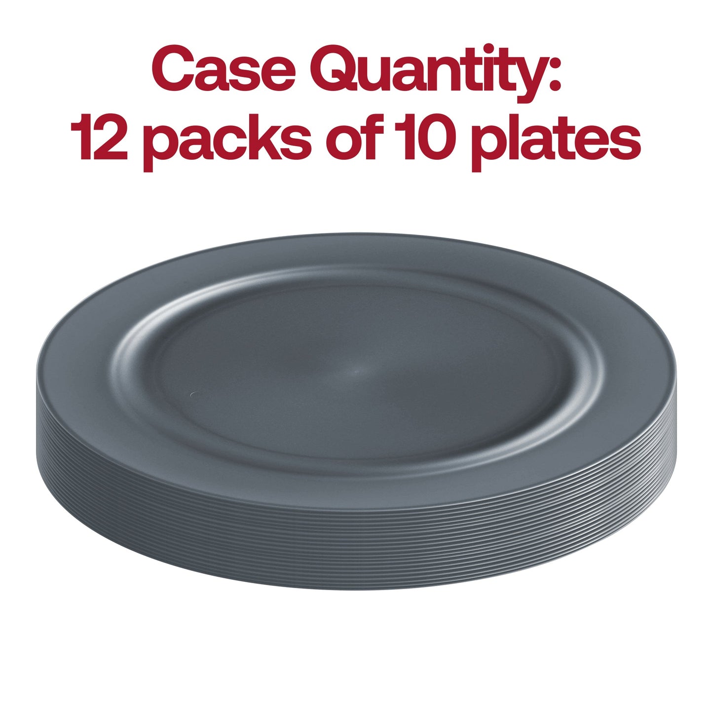 Pack of 120 matte charcoal gray dinner plates, 10-inch durable plastic