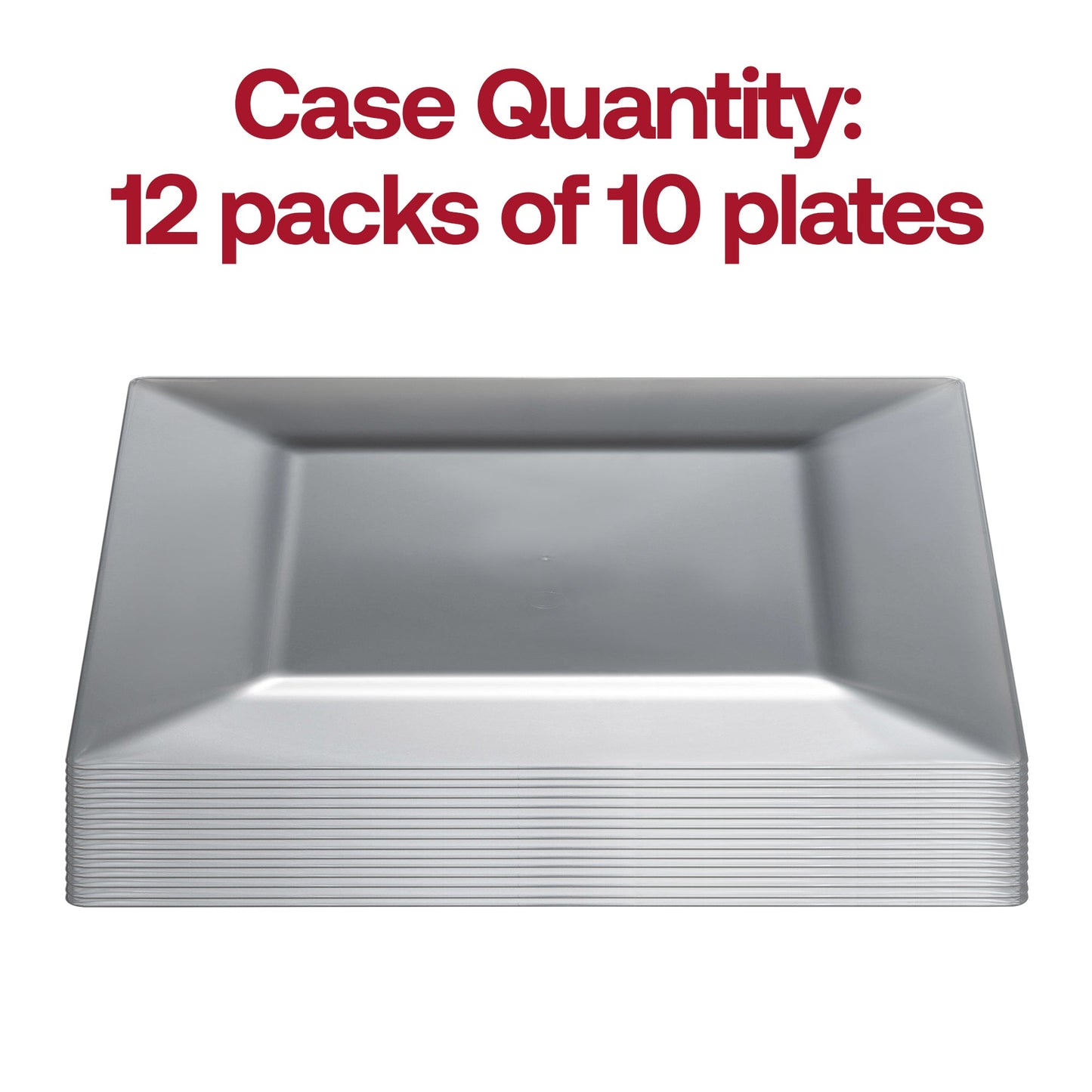 Pack of 120 silver square disposable plastic salad plates, 6.5-inch size