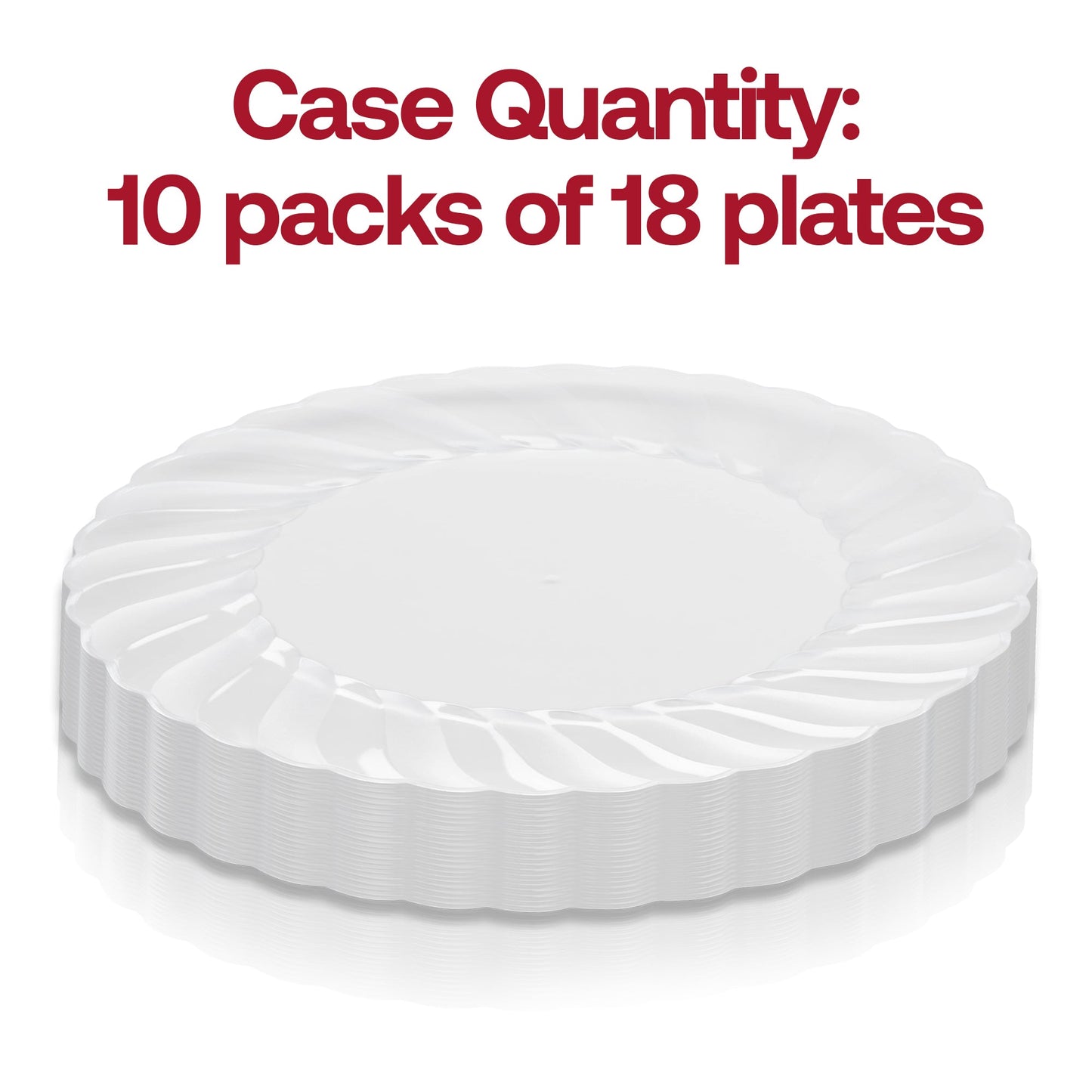 Pack of 180 clear plastic pastry plates, 6-inch diameter with a sleek flared design