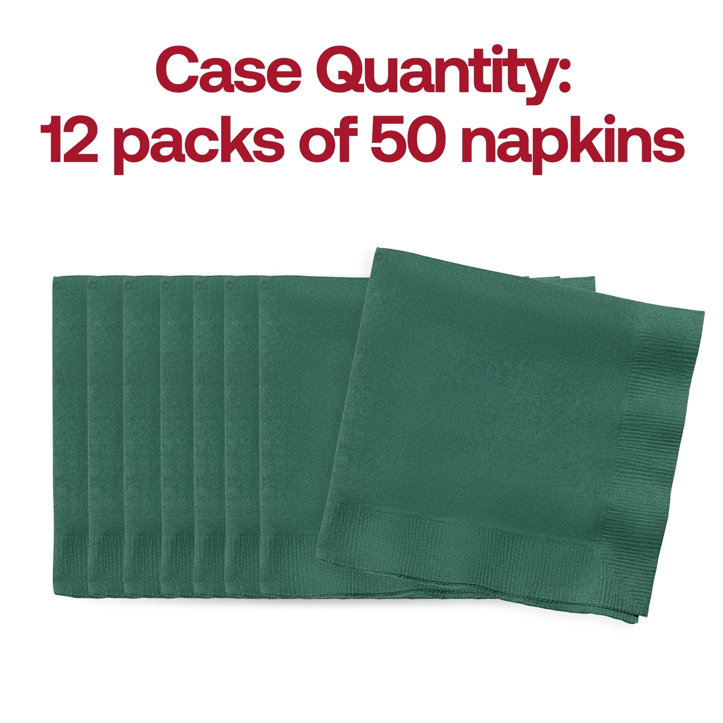 Pack of 600 disposable hunter green paper beverage napkins, 10" x 10", perfect for parties, receptions, and catering events.
