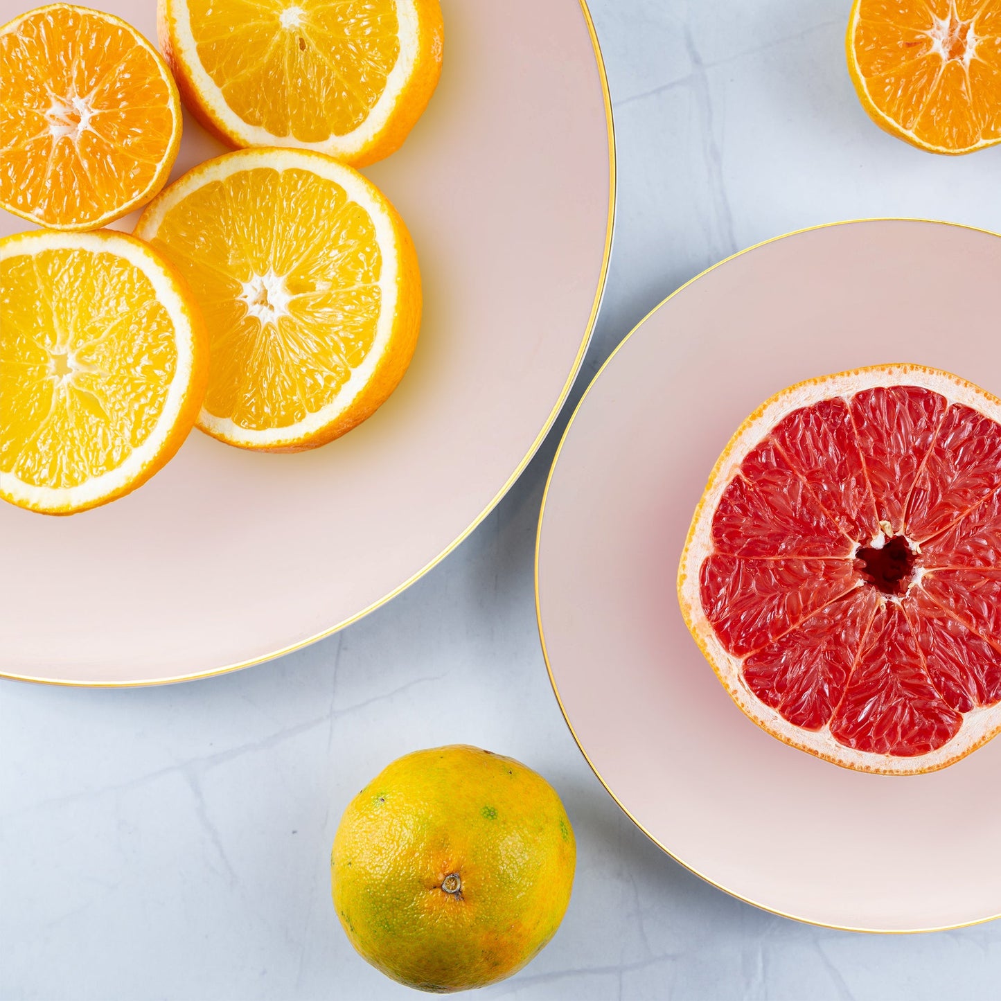 Pink Organic Plates with Gold Rim displayed small bites at a romantic spring-themed brunch.