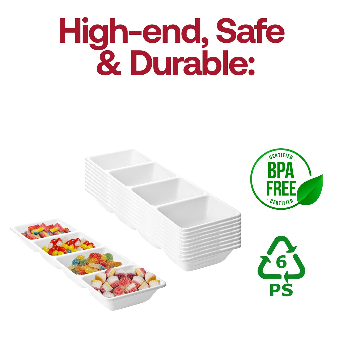 Rectangular white tray with candies on a dessert table, perfect for parties, weddings, and gatherings