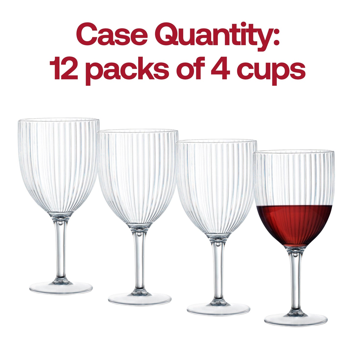 Recyclable and BPA-free, these ribbed wine glasses provide a safe, eco-friendly option for elegant and sustainable entertaining